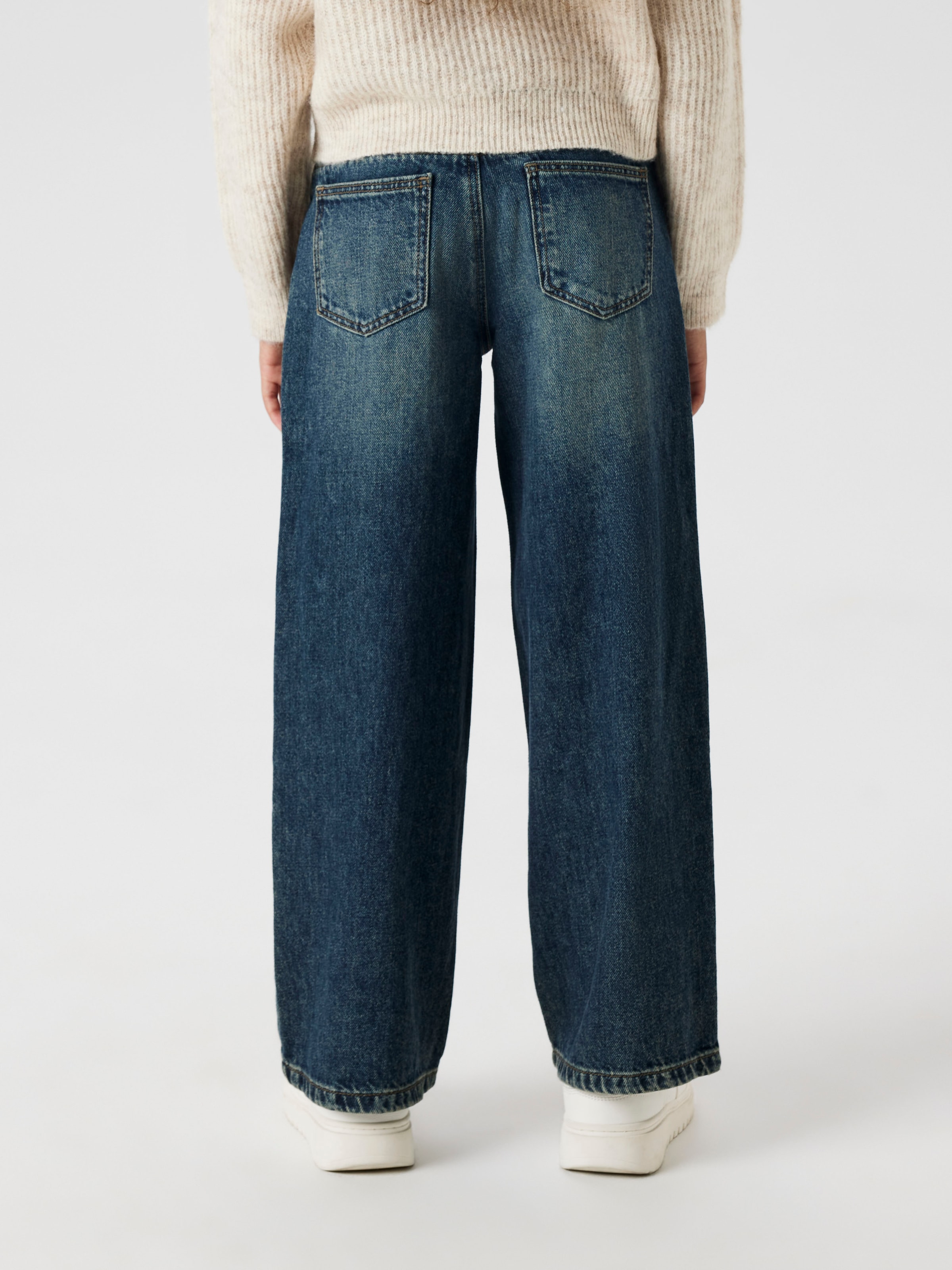 Name It Weite Jeans »NKFROSE für Mädchen mit weitem Bein und klassischem Sitz«, normal, Denim, Abriebeffekte, Reissverschluss