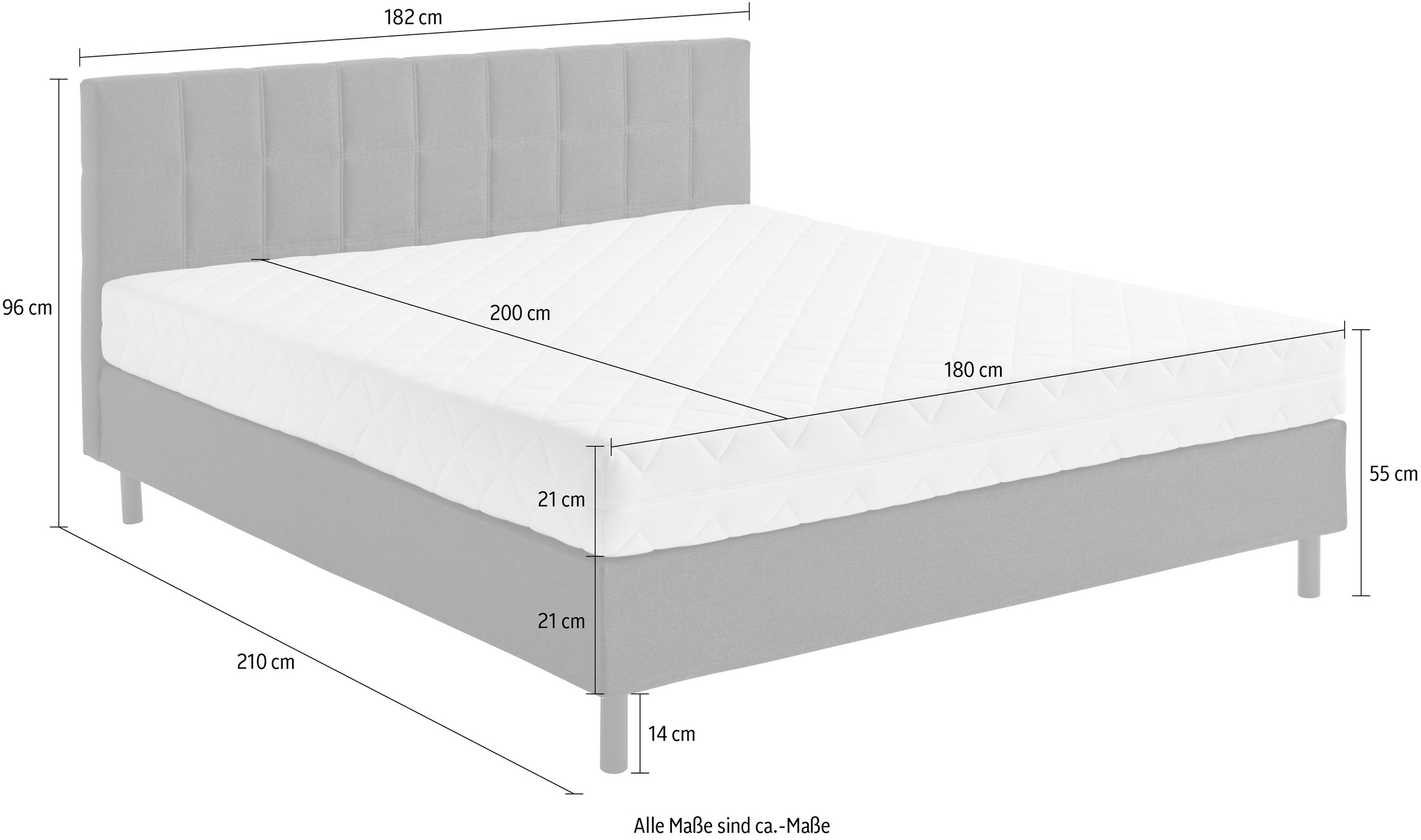 ATLANTIC home collection Boxbett Nikola, Massivholzfüsse, mit und ohne Matratze lieferbar
