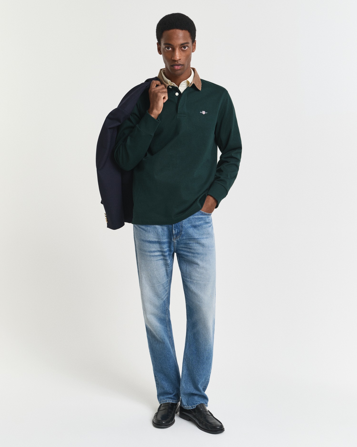 Gant Langarm-Poloshirt »CORD COLLAR HEAVY RUGGER«, Cordkragen, regular fit, seitliche Saumschlitze