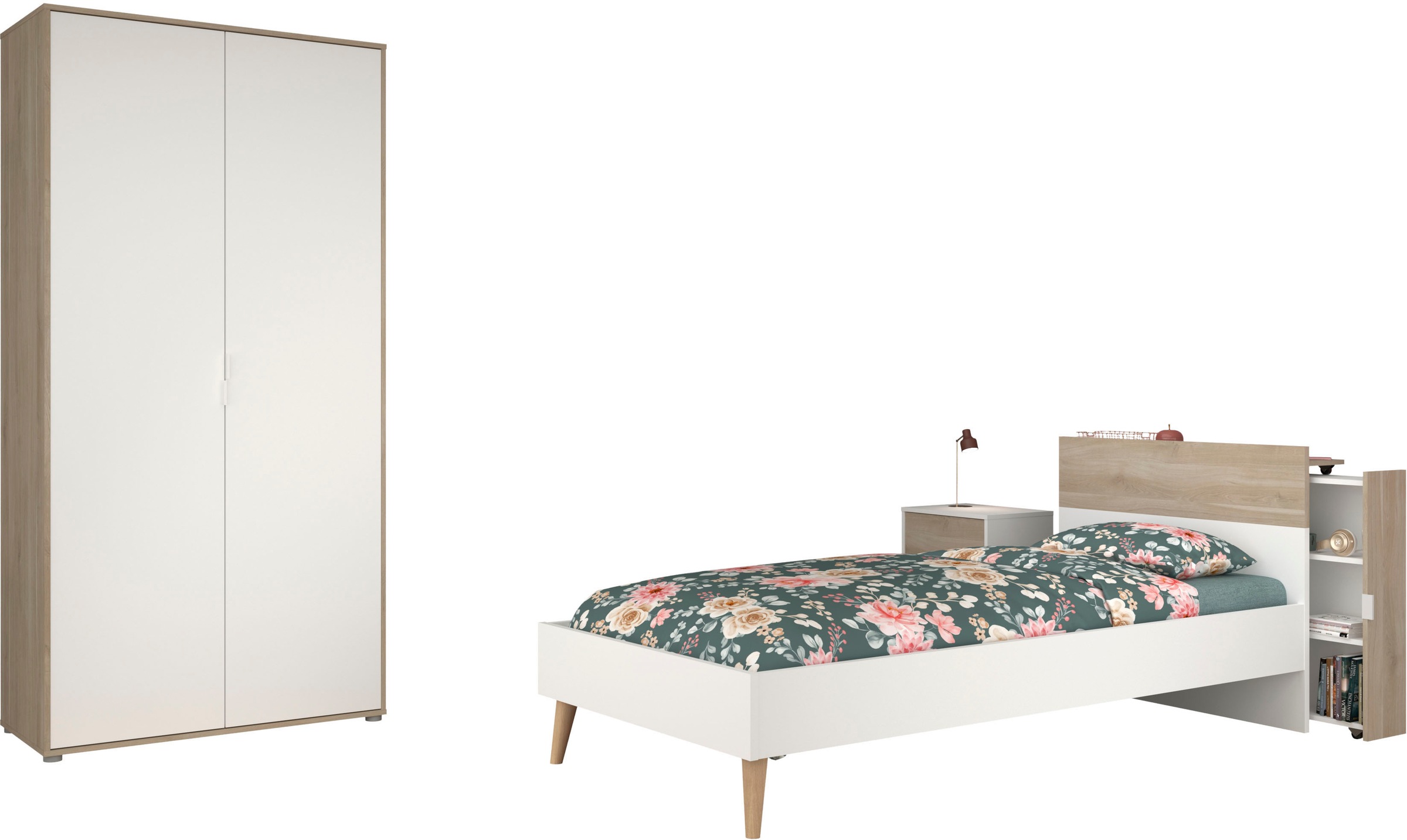 Parisot Jugendzimmer-Set "Parisot Aalborg 3" Set, 3 Stk. tlg. ausziehbares Anstellragl mit drei Fächern - rechts oder links anbaubar