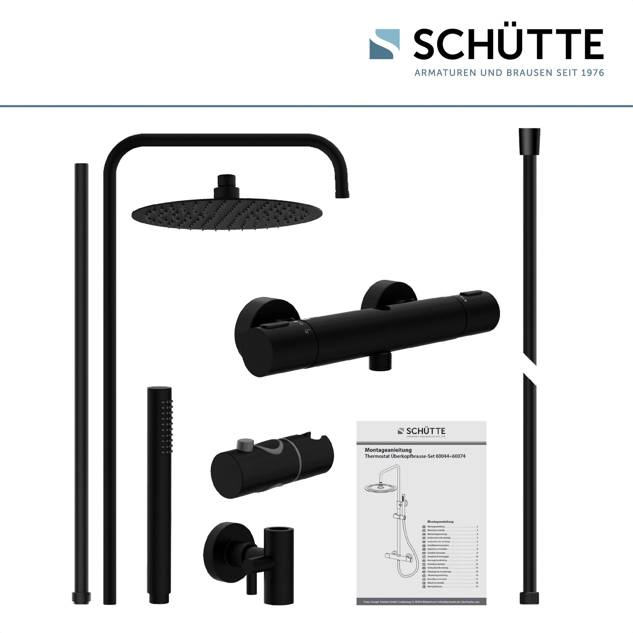 Schütte Brausegarnitur "AQUADUCT" höhenverstellbar 80-120 cm, Antikalk, wassersparend