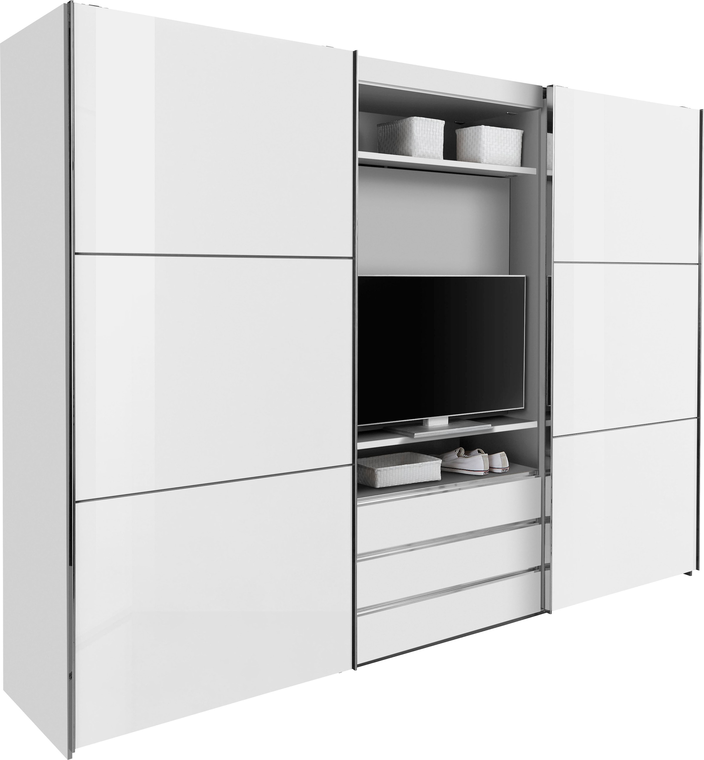 Wimex Schwebetürenschrank »Magic by fresh to go«, tolles EXTRA: mit drehbarem TV-Element, Fronten aus Glas