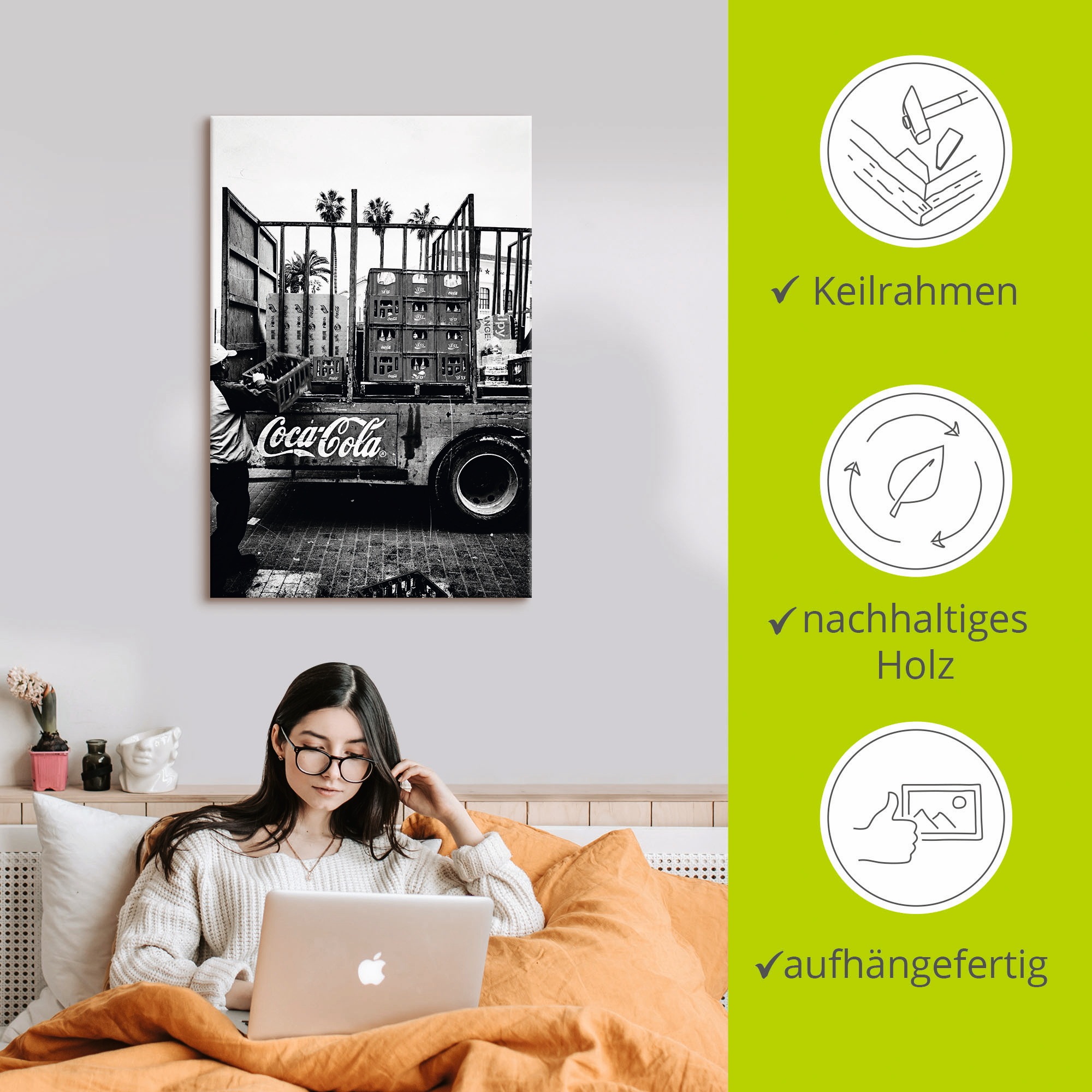 Artland Wandbild »CocaCola-LKW in El Jadida - Marokko«, Auto, (1 St.), als Alubild, Outdoorbild, Leinwandbild, Poster, Wandaufkleber