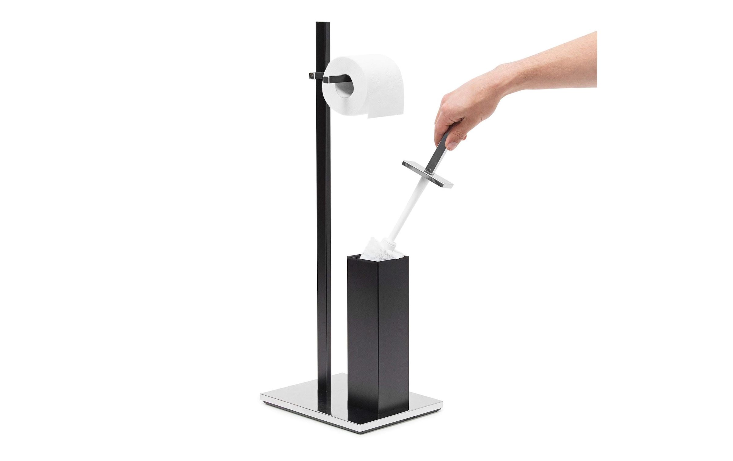 Relaxdays WC Garnitur Weiß - Klopapierhalter Mit Bürste & Ablage