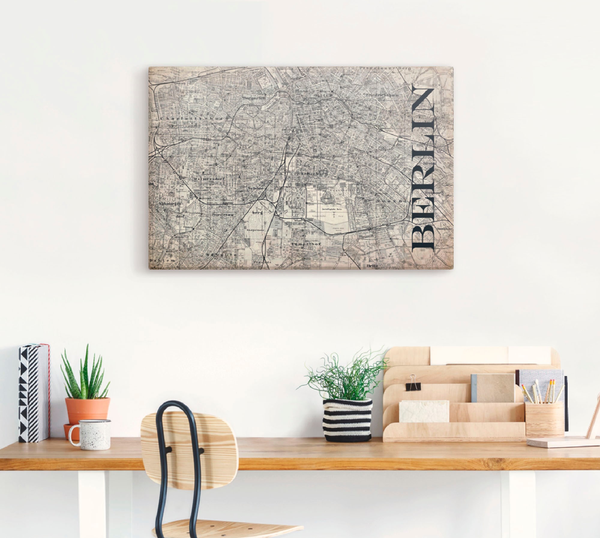 Artland Wandbild »Berlin Karte Strassen Karte Grunge«, Deutschland, (1 St.), als Alubild, Outdoorbild, Leinwandbild, Poster in verschied. Grössen