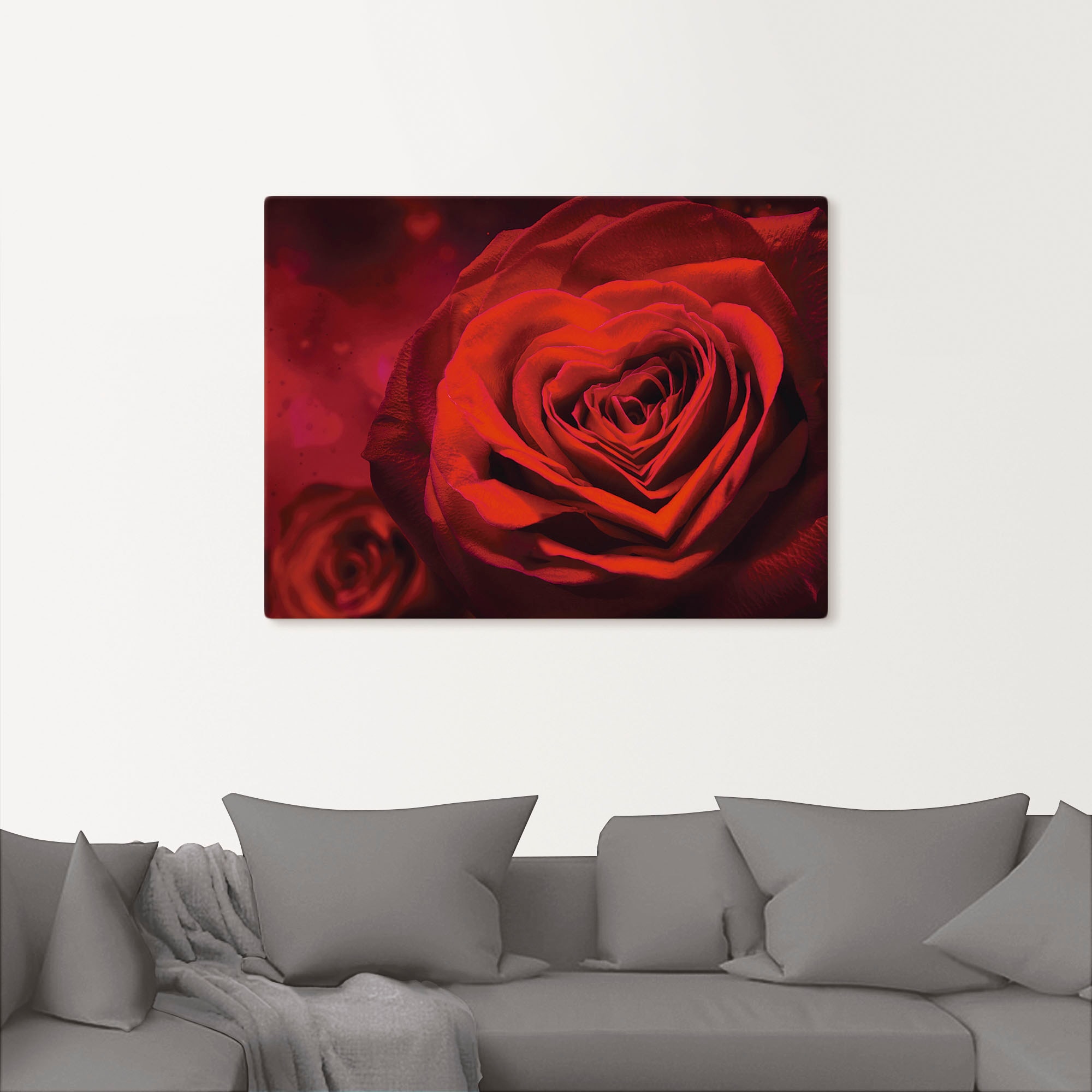 Artland Wandbild »Valentinseinladung mit Herzen und Rosen«, Blumen, (1 St.), als Leinwandbild, Poster, Wandaufkleber in verschied. Grössen