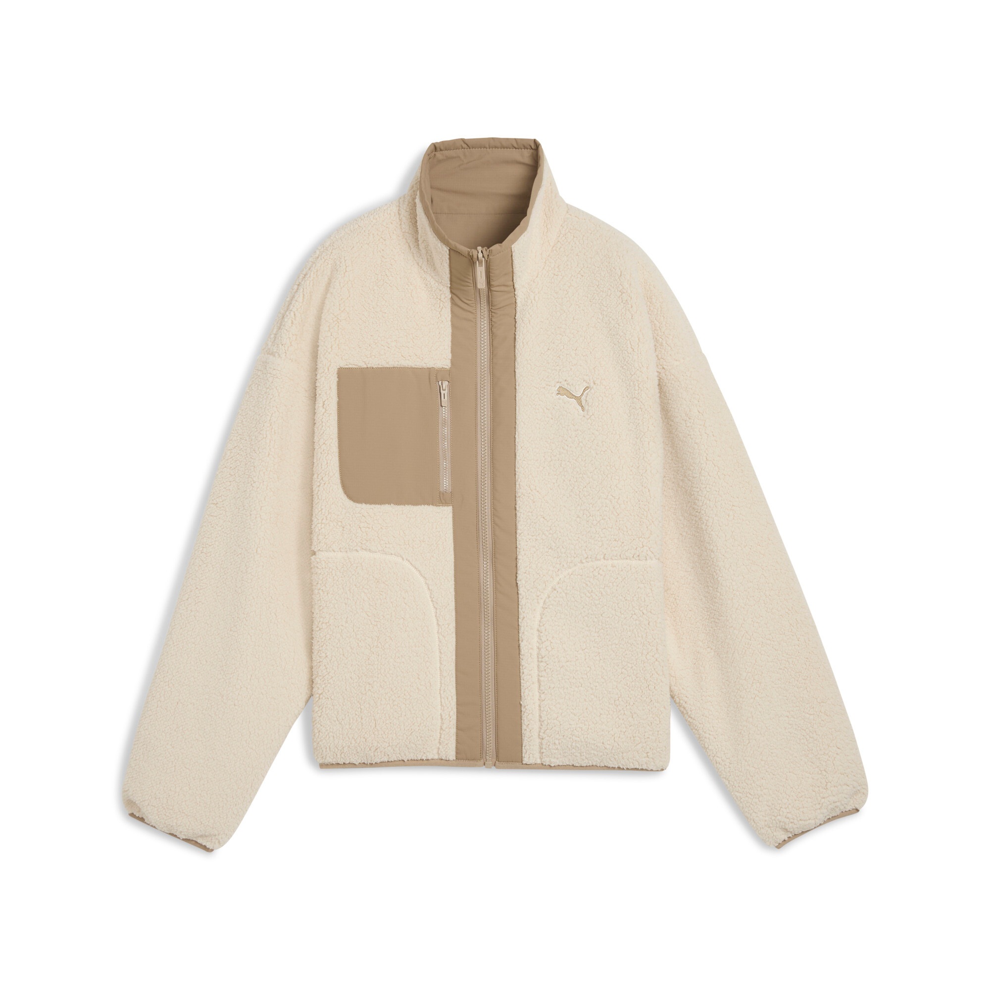 PUMA Wendejacke »REVERSIBLE HYBRID SHERPA JACKET« ohne Kapuze mit WarmCELL Technologie, Relaxed Fit, mit Nahttaschen