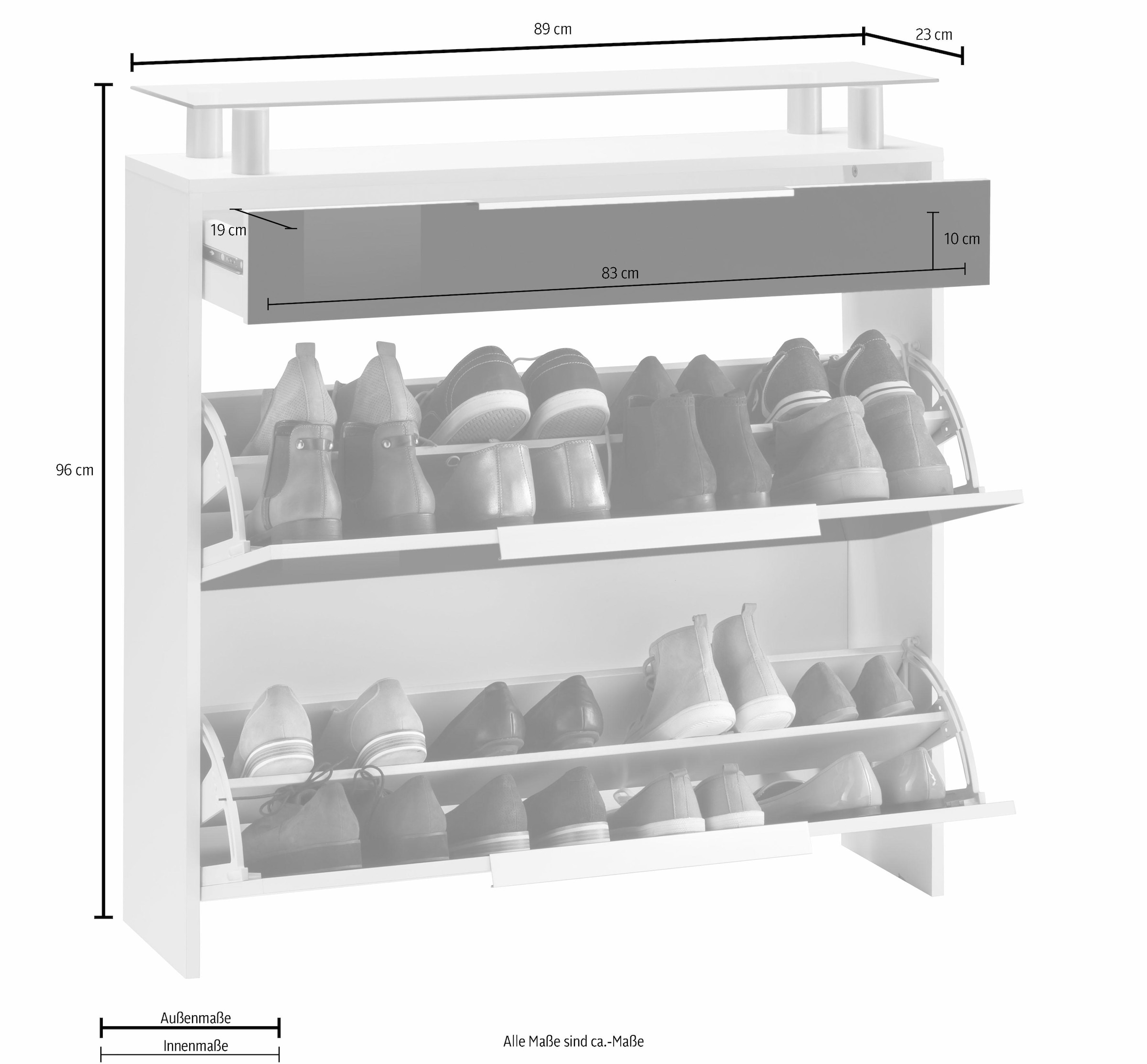 borchardt Möbel Schuhschrank »Oliva«, Breite 89 cm, hängend, mit 2 Doppeltrommel und 1 Schubkasten