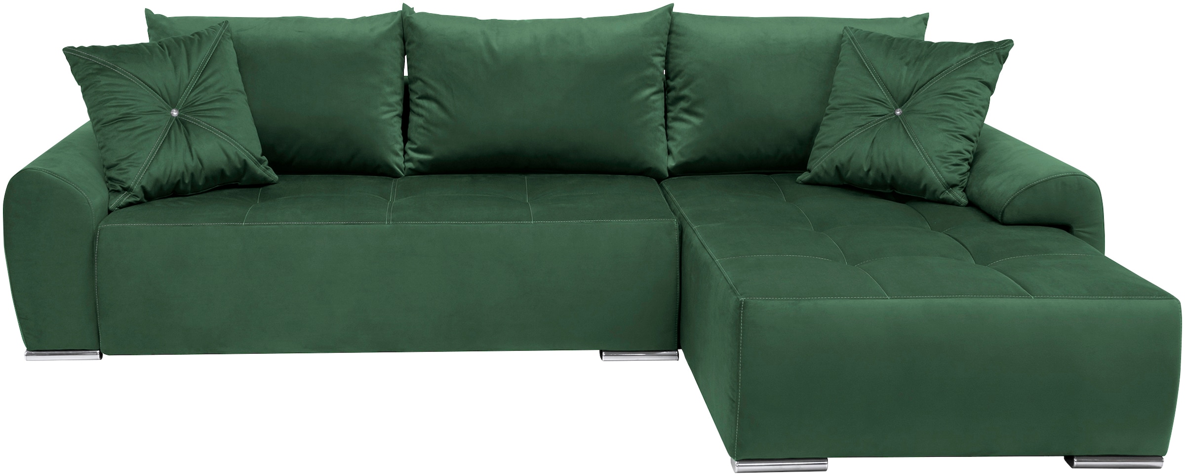 COLLECTION AB Ecksofa »Bilbao L-Form«, inkl. Bettfunktion und Bettkasten, Zierkissen mit Strassstein