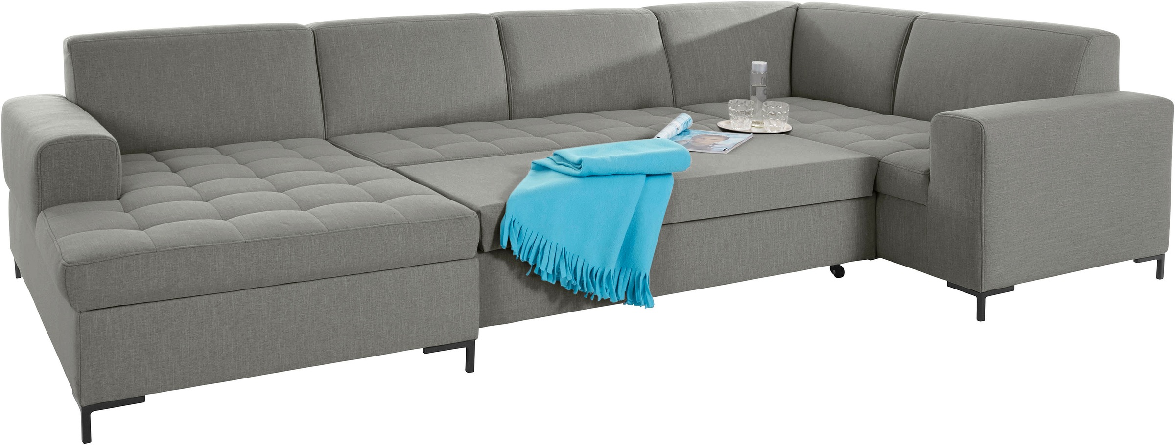 GOODproduct Wohnlandschaft »Grazzo U-Form«, hochwertige Stoffe aus recyceltem Material, Steppung im Sitzbereich