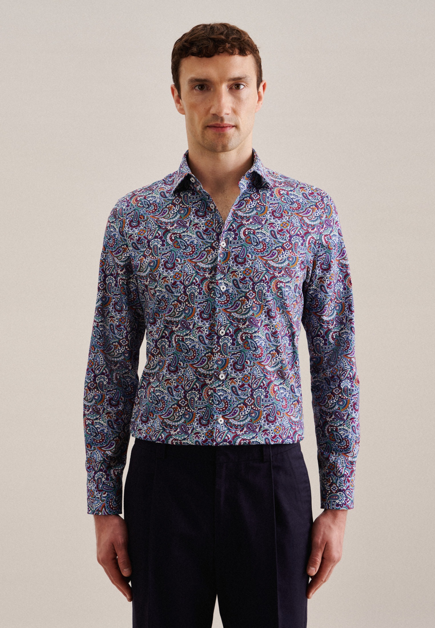 seidensticker Businesshemd »Slim« Slim 1/1 Kentkragen Paisley