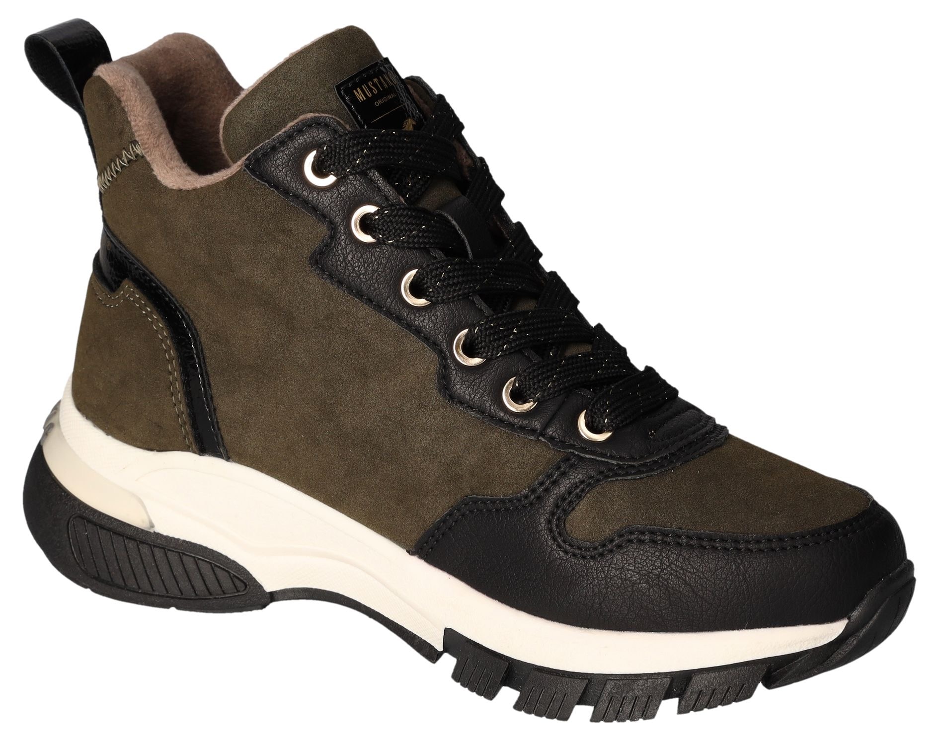 Mustang Shoes Schnürboots, High Top Sneaker, Stiefelette mit zusätzlichem Reissverschluss