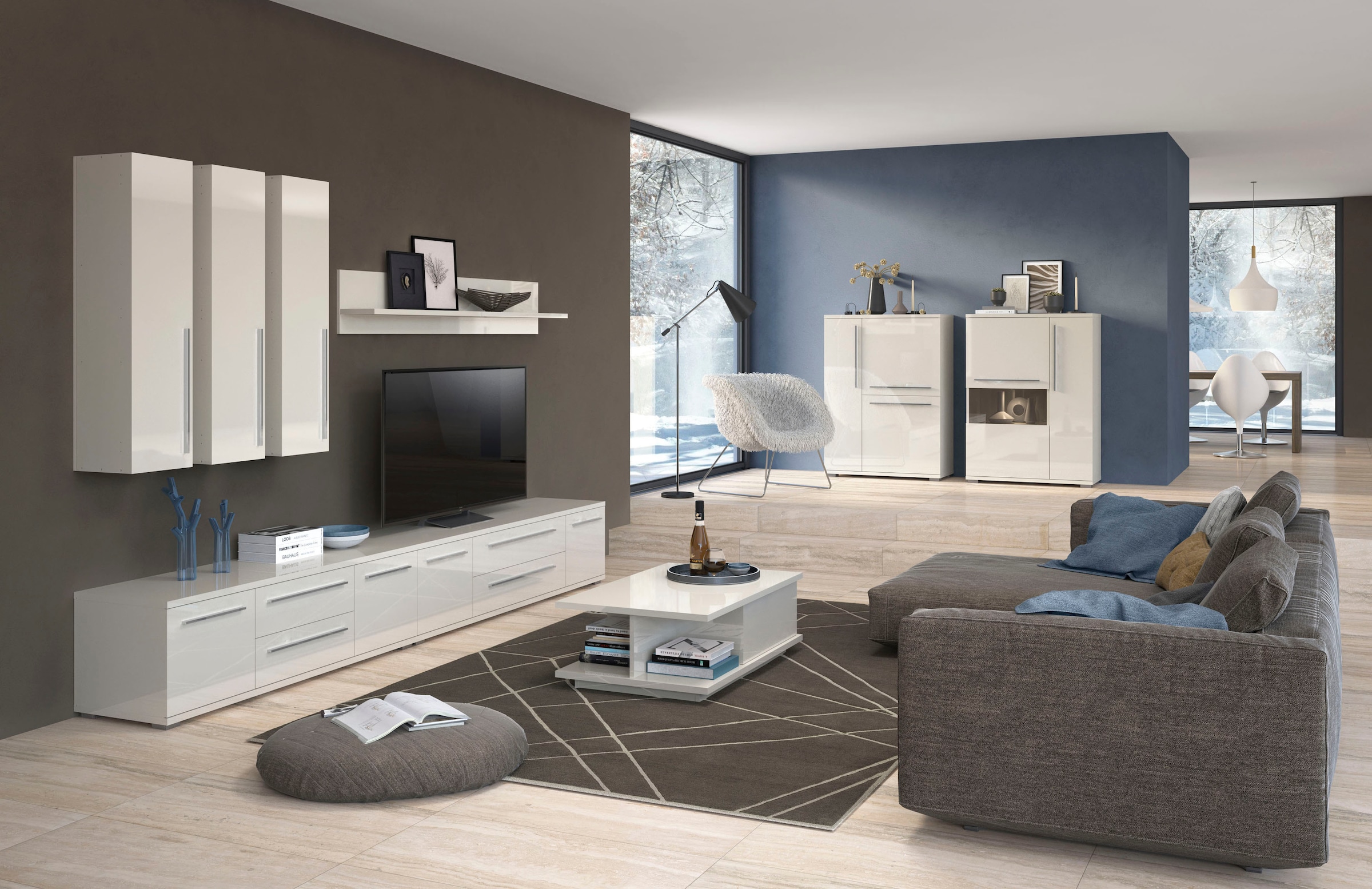 Places of Style Lowboard »Piano TV-Kommode in Breite 165 oder 180 cm mit Soft-Close-Funktion«, Hochglanz UV-lackiert, Br 180 cm mit versch. Tür- und Schubkastenmasse