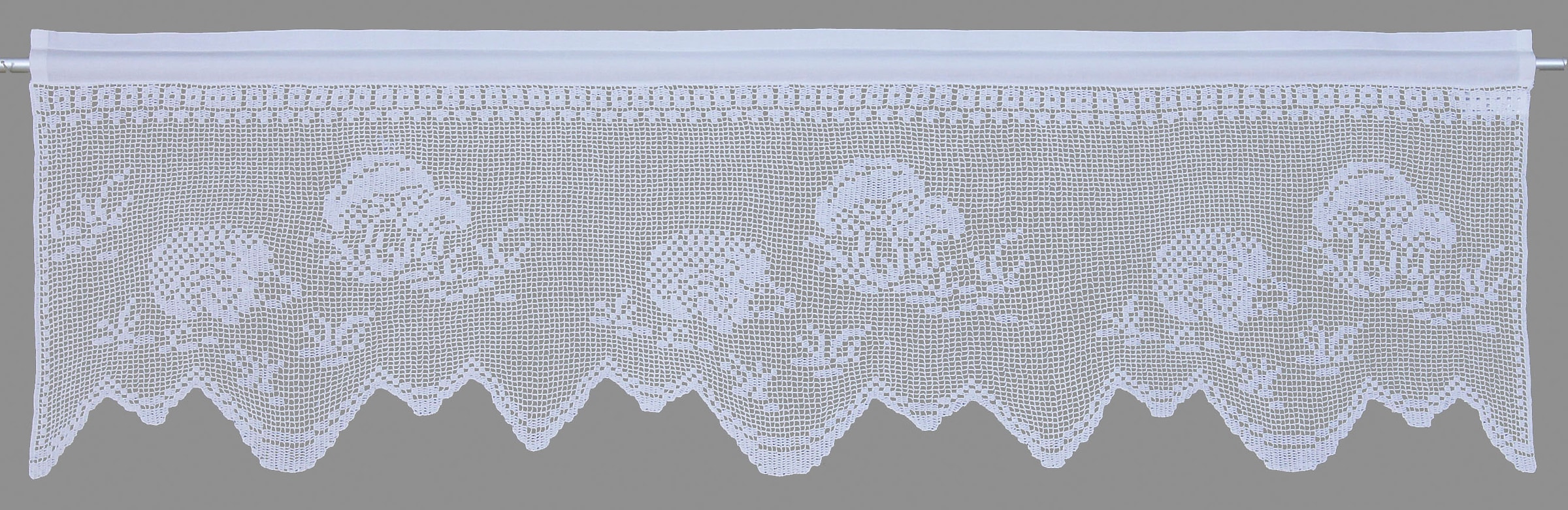 HOSSNER - ART OF HOME DECO Querbehang »Igel«, (1 St.), handgehäkelte Spitze, weiss, Baumwolle