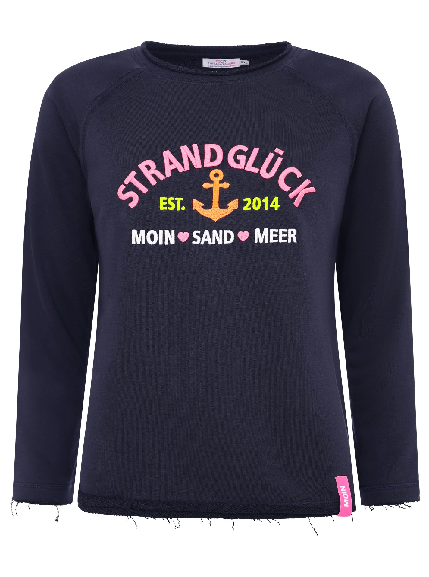 Zwillingsherz Sweatshirt »"Strandglück"«, mit Used-Look Kanten
