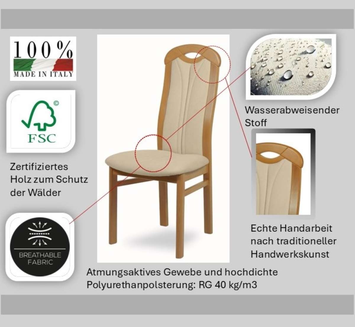 Home affaire 4-Fussstuhl »ALEX, Stuhl,Armlehnstuhl«, 2 St., Feinstruktur, Stuhl, Armlehnstuhl, Ausführung mit und ohne wasserabweisender Stoff