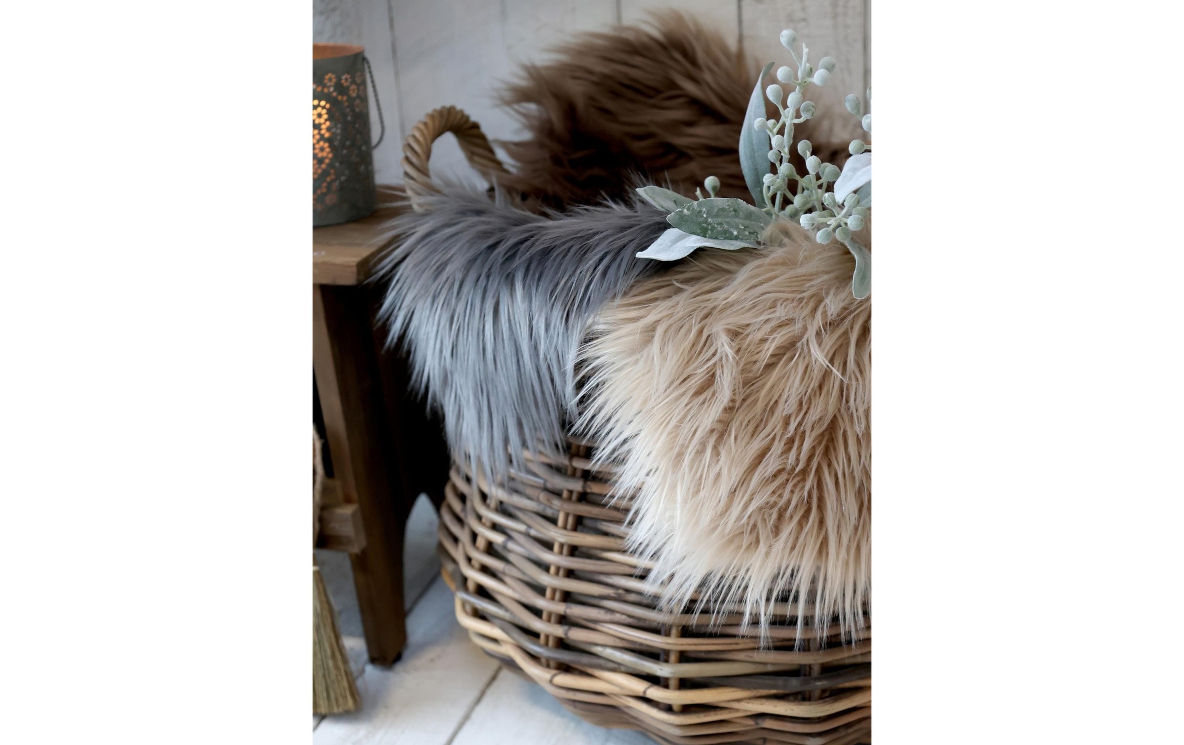 Chic Living Fellteppich »Sitzkissen Pelzimitat, Mokka«, quadratisch, - mm Höhe