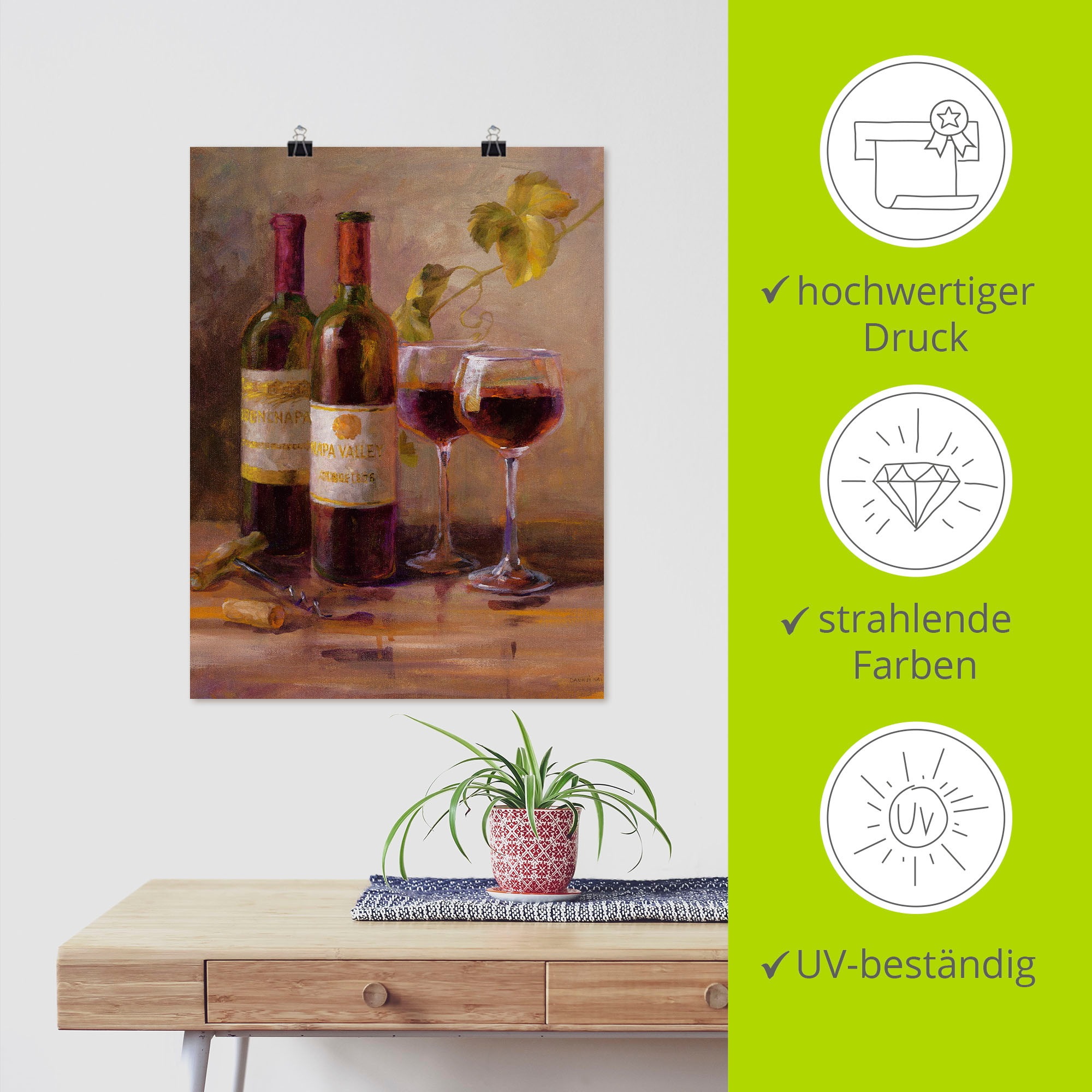 Artland Wandbild »Offener Wein I«, Getränke, (1 St.), als Leinwandbild, Poster, Wandaufkleber in verschied. Grössen