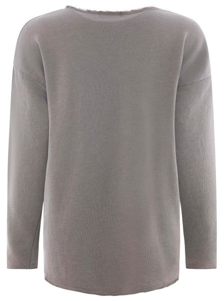 Zwillingsherz Sweatshirt »"Positive Mind"«, ausgefranster V-Ausschnitt, Used Look, Langarm, Schriftzug