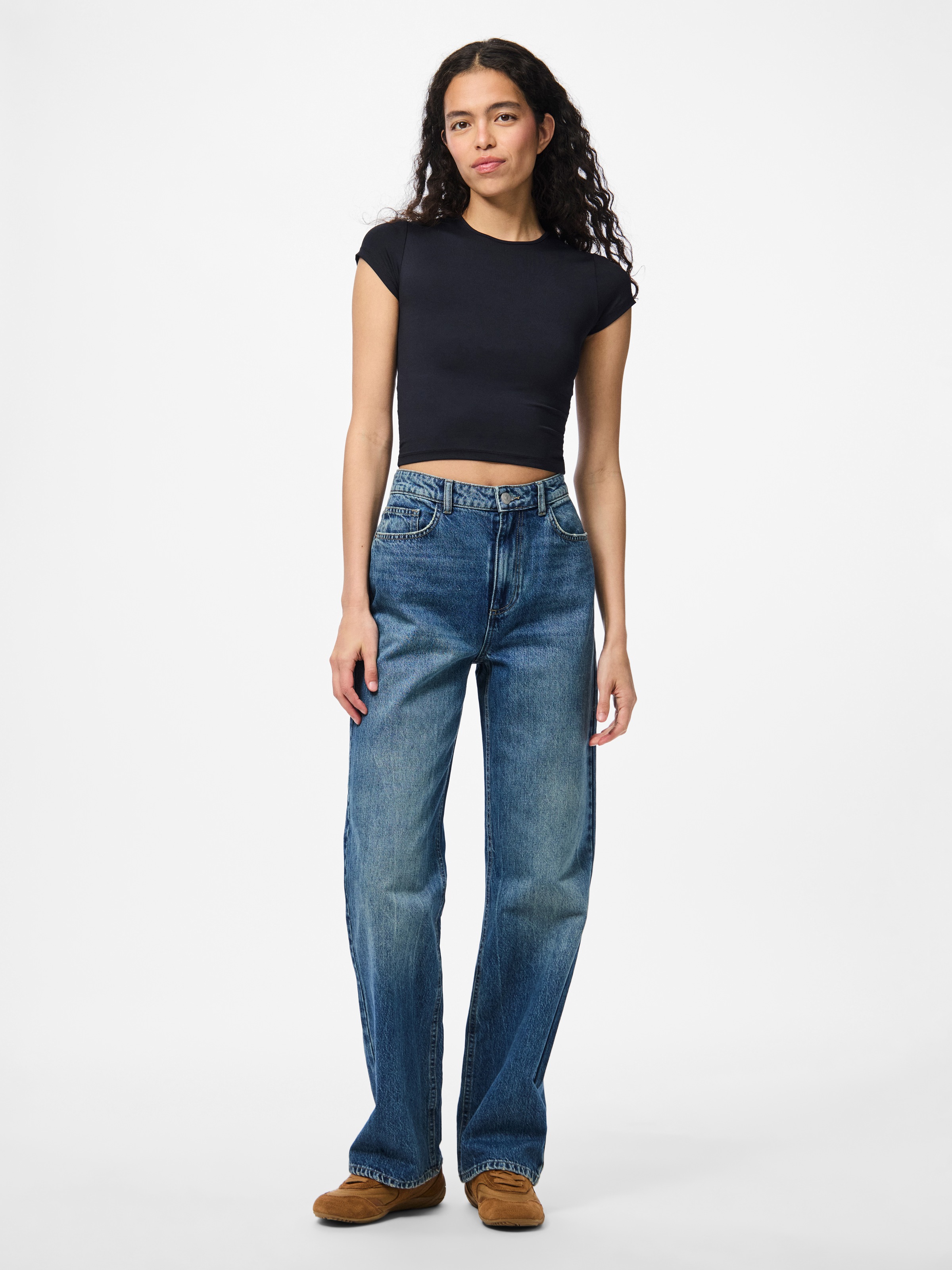 pieces High-waist-Jeans »PCKATE HW STRAIGHT JEANS MB NOOS BC«