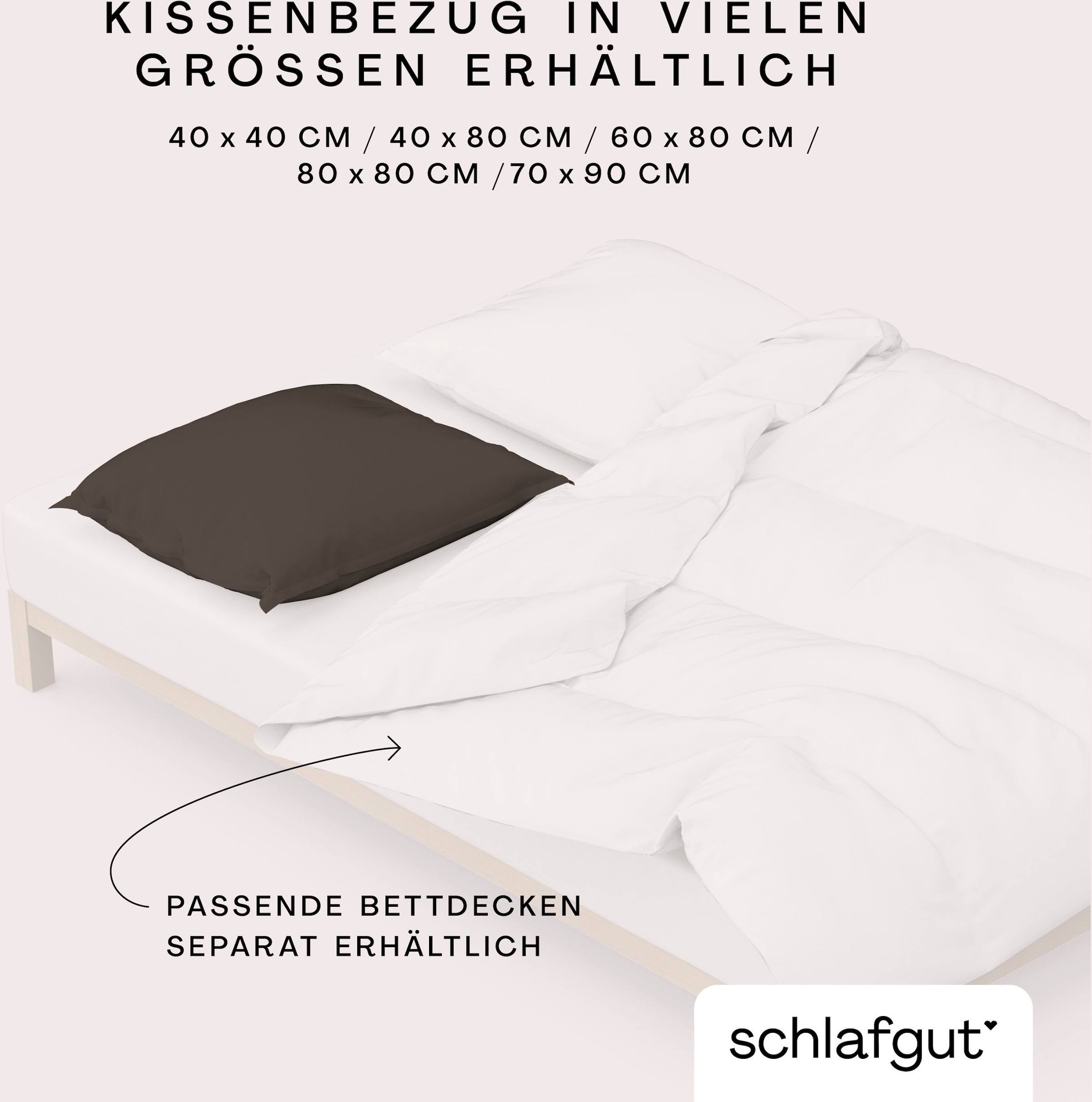 Schlafgut Kissenbezug »Woven Satin aus Mako-Baumwolle, langlebig, pflegeleicht, dicht gewebt«, (1 St.), Kissenhülle mit Reissverschluss, passender Bettbezug erhältlich