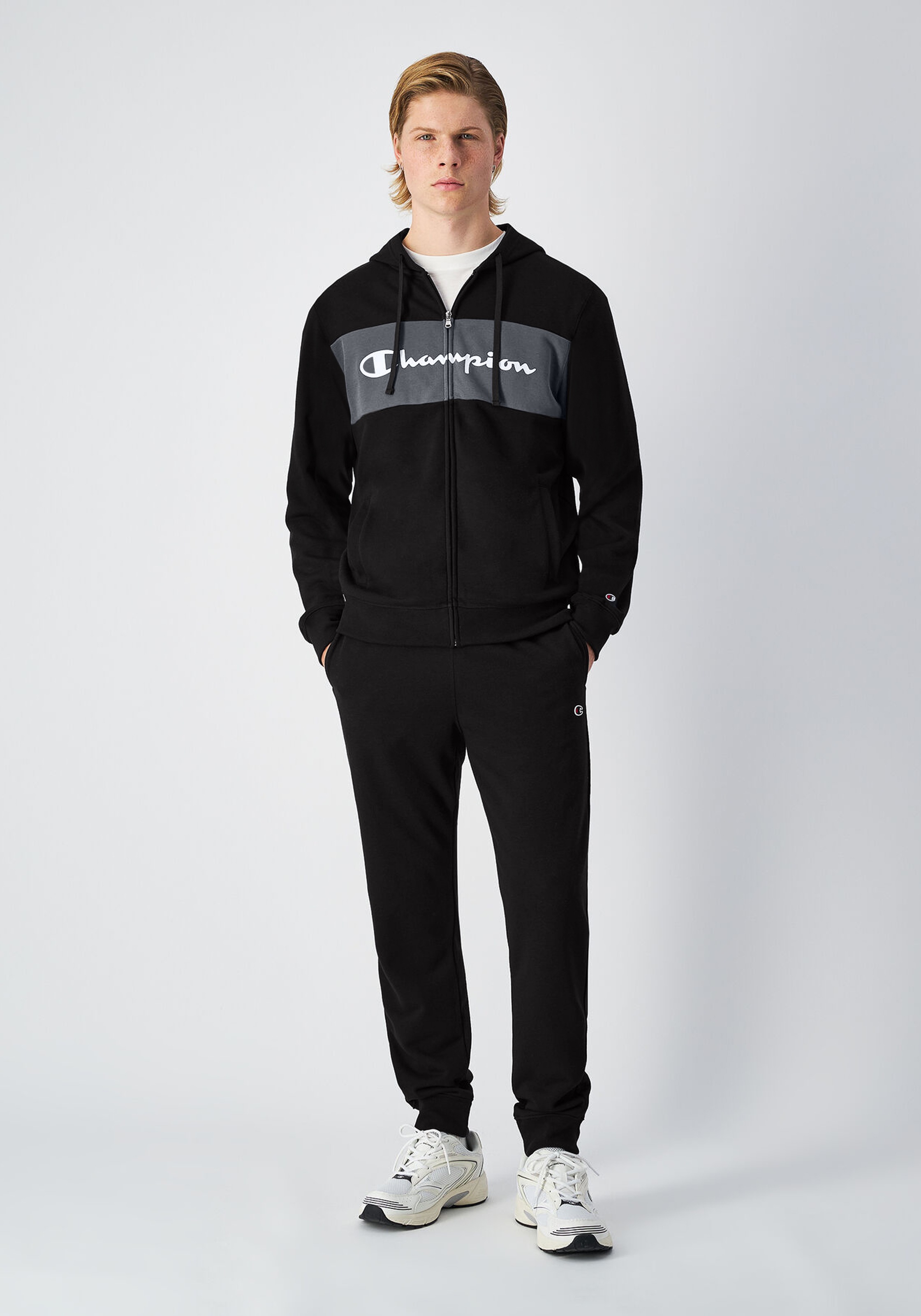 Champion, Herren, Sweatanzug »Hooded Full Zip Suit« 2 tlg. mit Kapuze, mit durchgehendem Reissverschluss, für Sport und Freizeit, nbk, nbk, igt, M, 