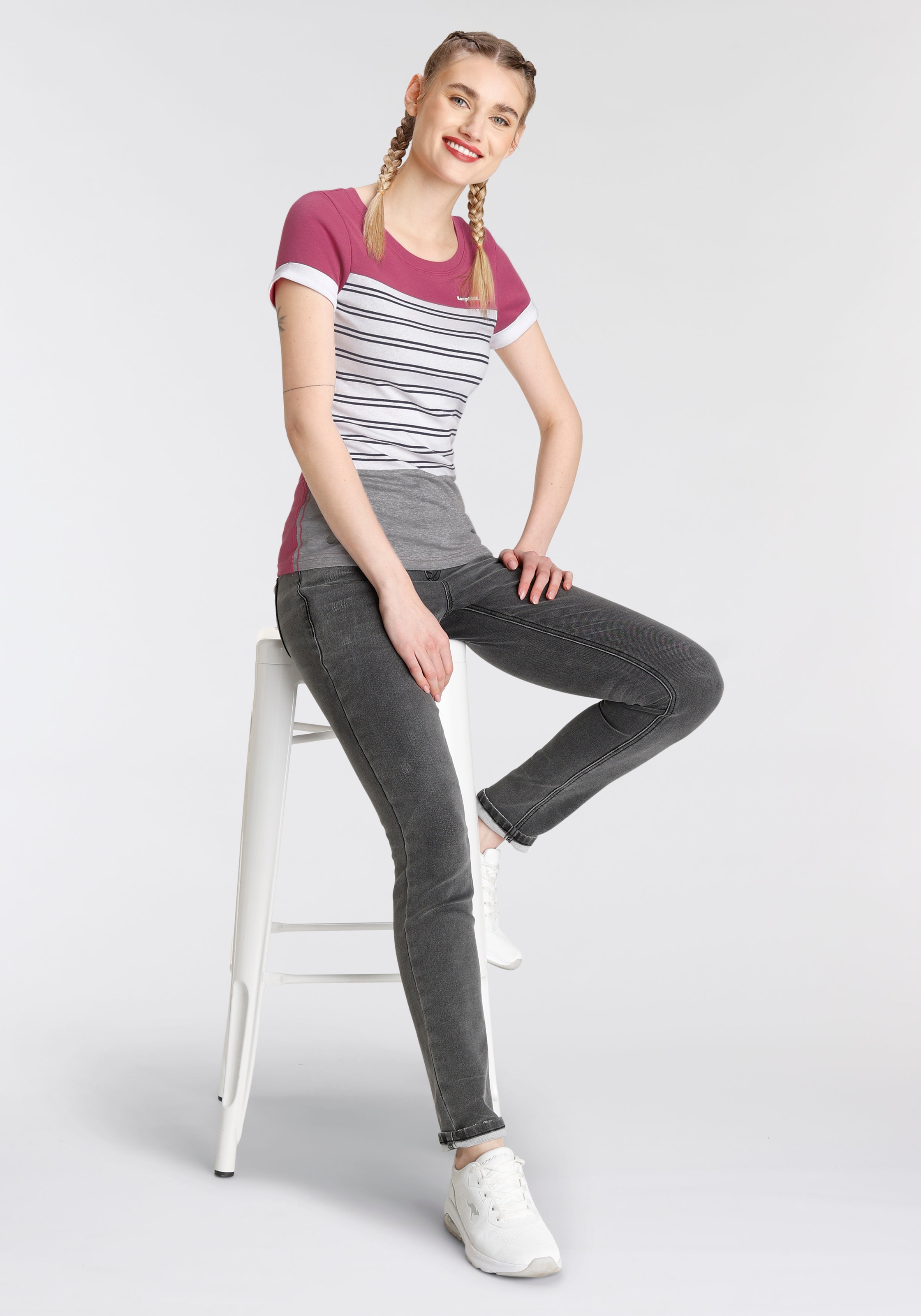 KangaROOS T-Shirt, im trendigen Streifen & Colorblocking-Mix - NEUE KOLLEKTION