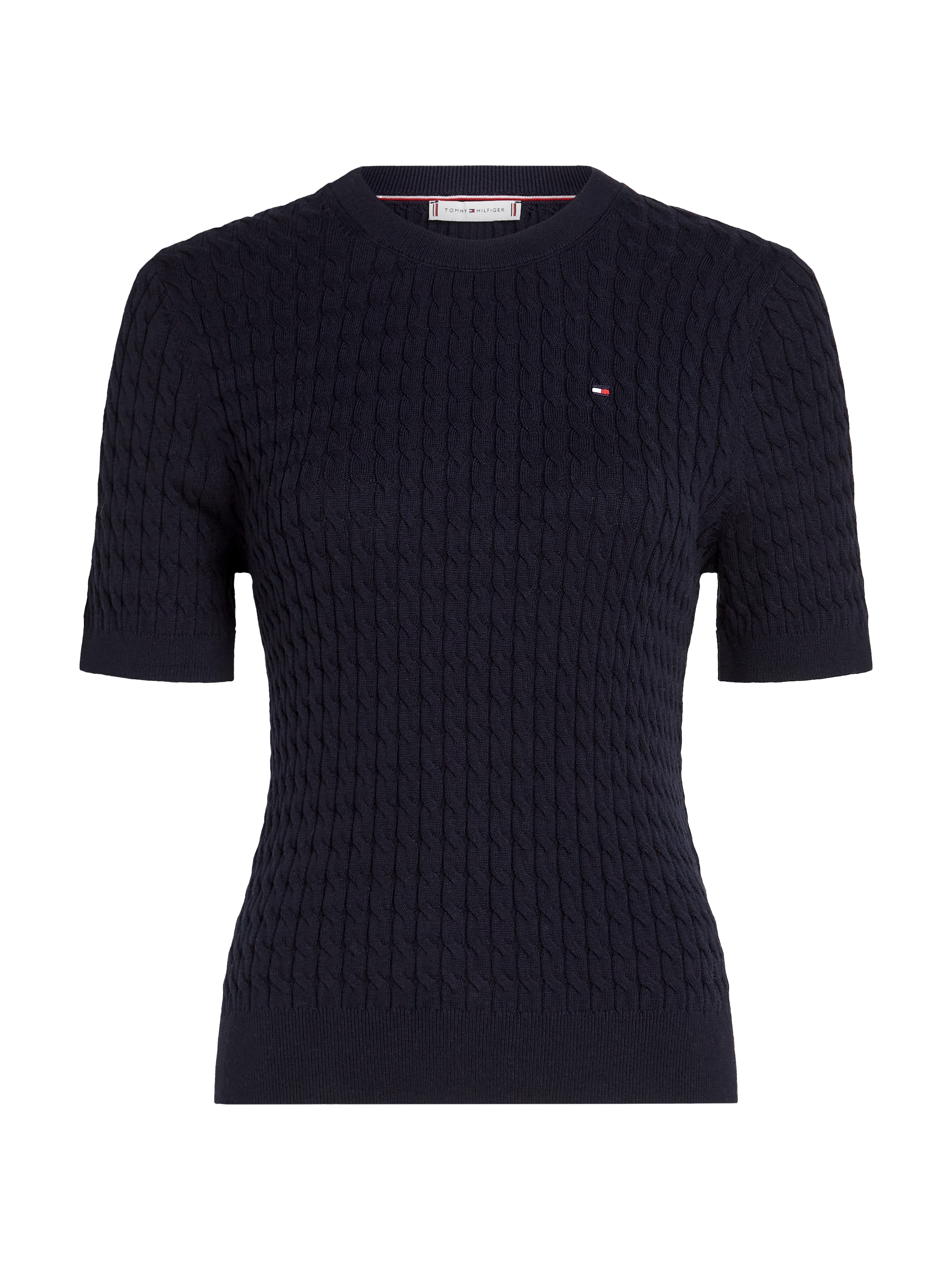 Tommy Hilfiger Curve Rundhalspullover »CRV CO CABLE C-NK SS SWT«, Grosse Grössen