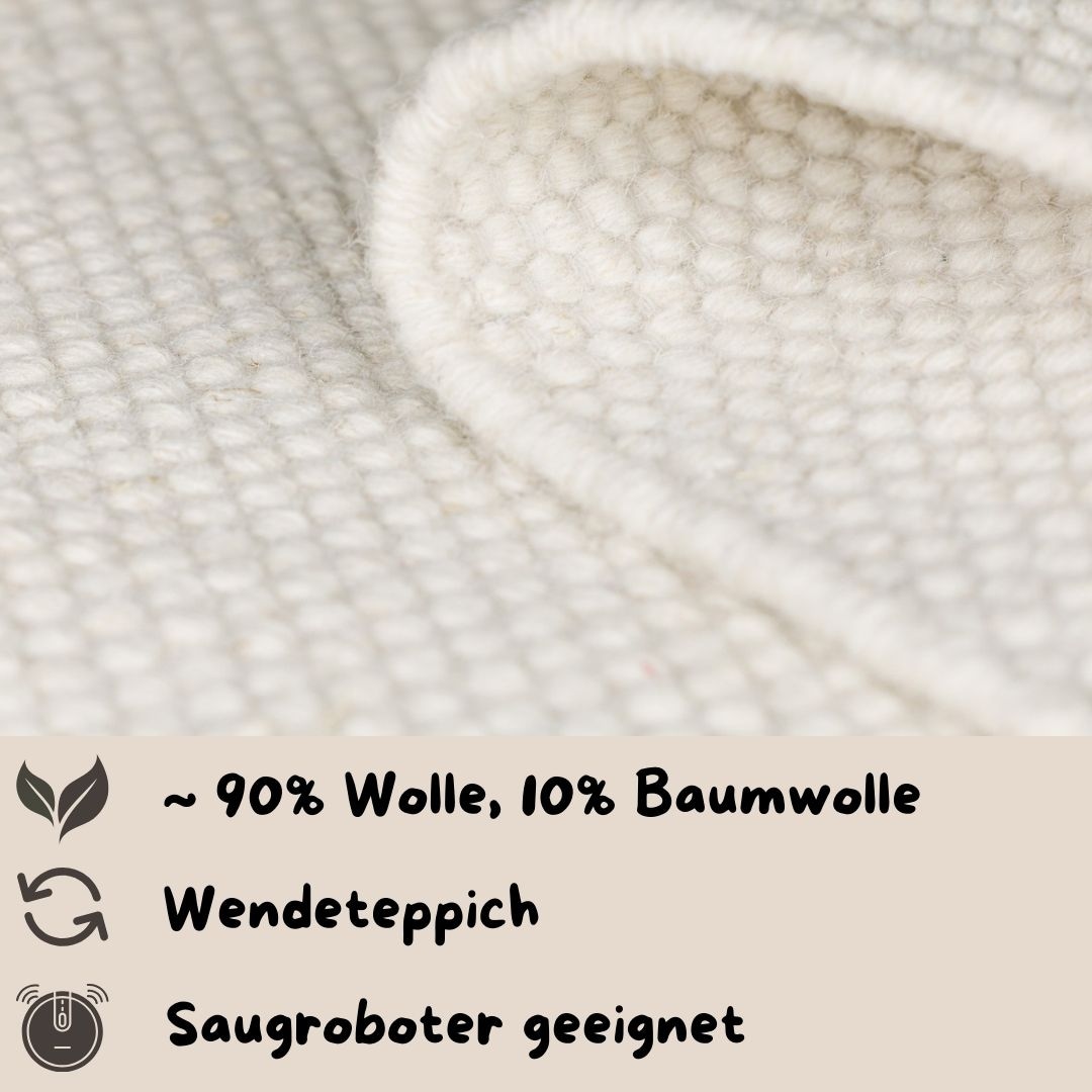 my home Wollteppich »Woolscape 1«, rund, 10 mm Höhe, Wendeteppich, handgewebte Qualität, Uni, reine Wolle, Wohnzimmer