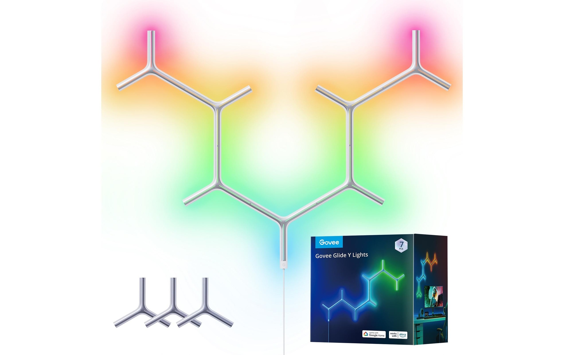 LED Pendelleuchte »Govee Panelleuchte Y-Leuchten Glide, 7 Stück, RGBIC, Wi-Fi + BT«