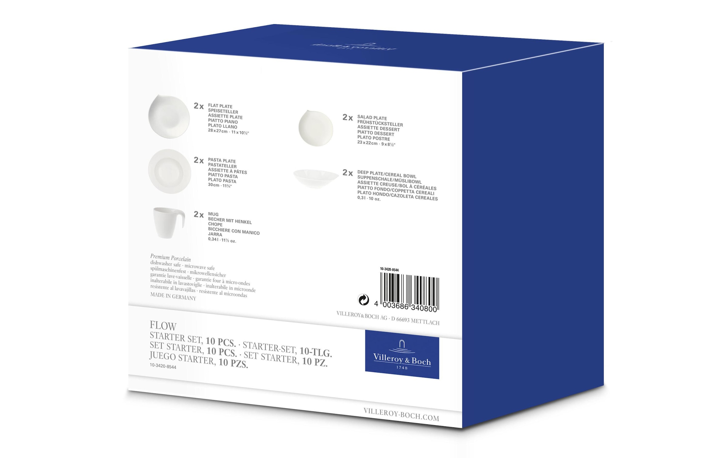 Villeroy & Boch Kombiservice »Flow 10 Stück, Weiss«, (Set, 10 tlg.)