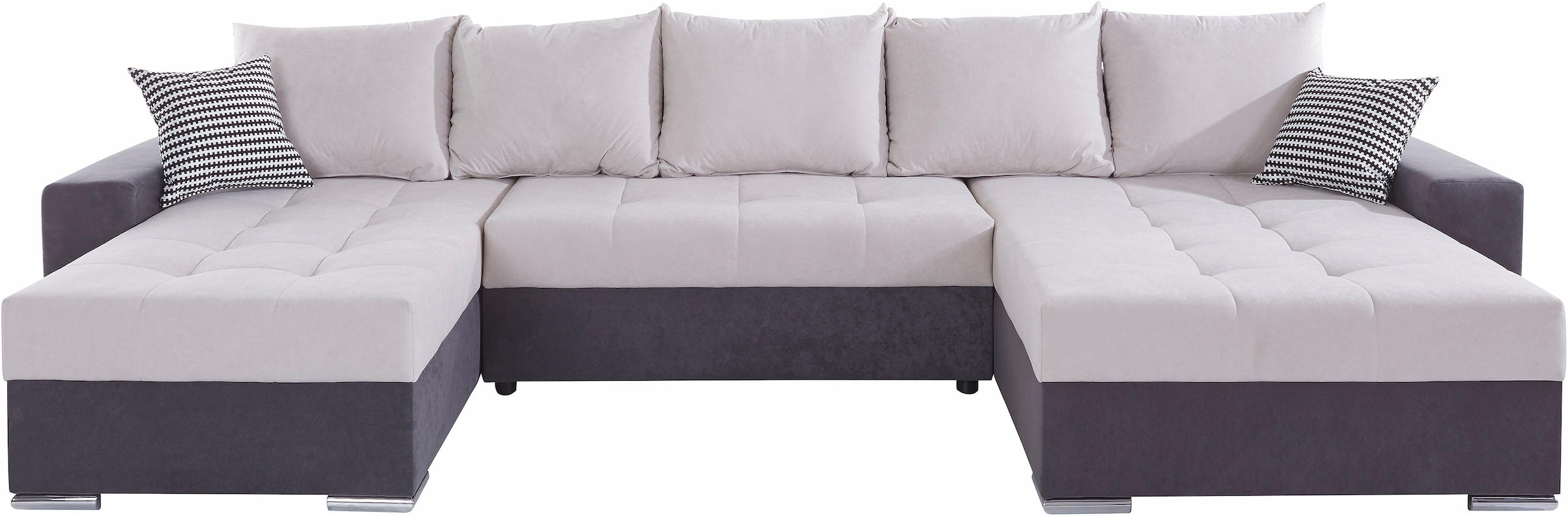 COLLECTION AB Wohnlandschaft »XXL-Josy U-Form, Breite 333 cm, mit 2 Recamieren 77 & 97 cm«, inkl. Bettfunktion, Bettkasten, mit 5 gleich grossen Rückenkissen