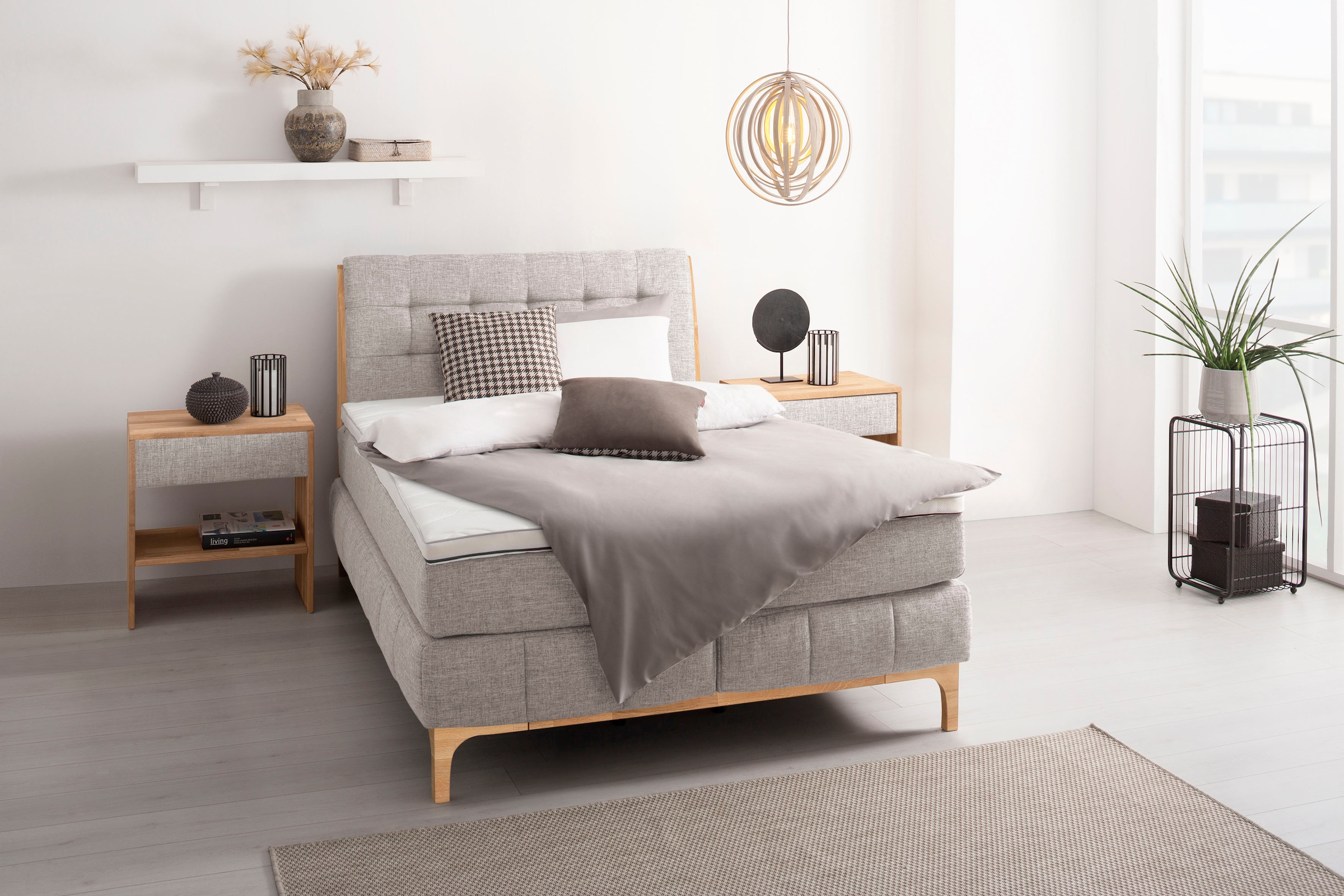GOODproduct Boxspringbett »Jelle«, (5 St.), zertifizierte, recycelte Bezugsstoffe, verschiedene Ausführungen