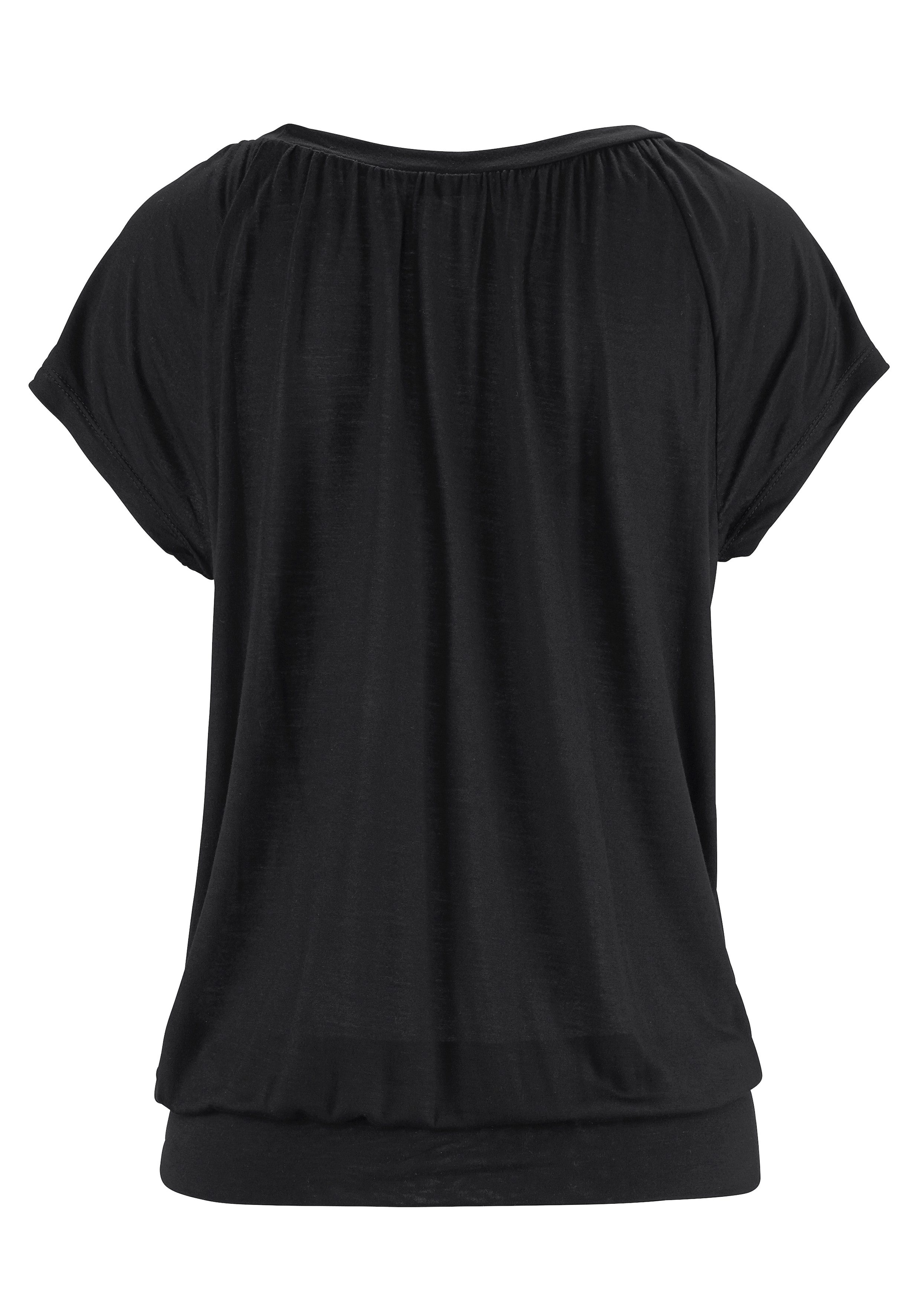 LASCANA V-Shirt, mit breitem Gummizugbund, T-Shirt mit V-Ausschnitt, Basic