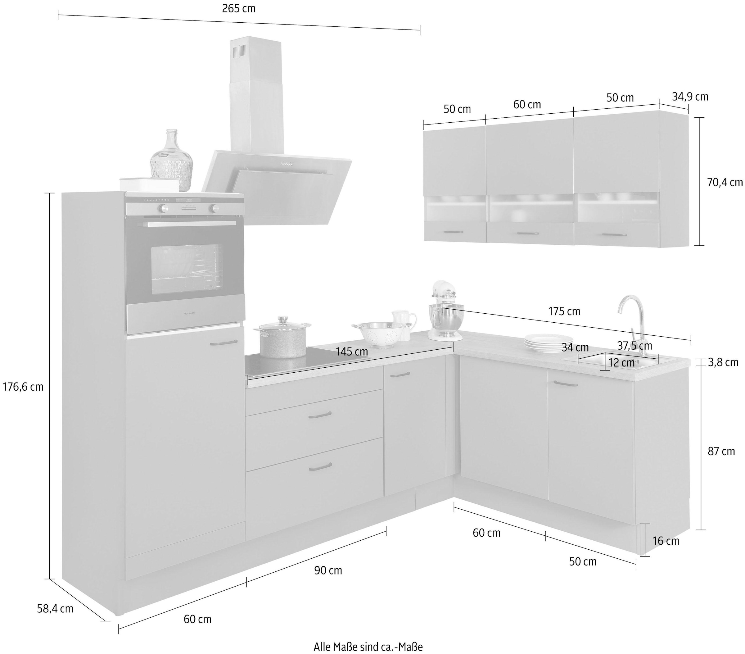 Shop 175cm Füssen, »Elga«, 265 im x Winkelküche Jelmoli-Online ordern höhenverstellbaren Soft-Close-Funktion, Stellbreite OPTIFIT ❤