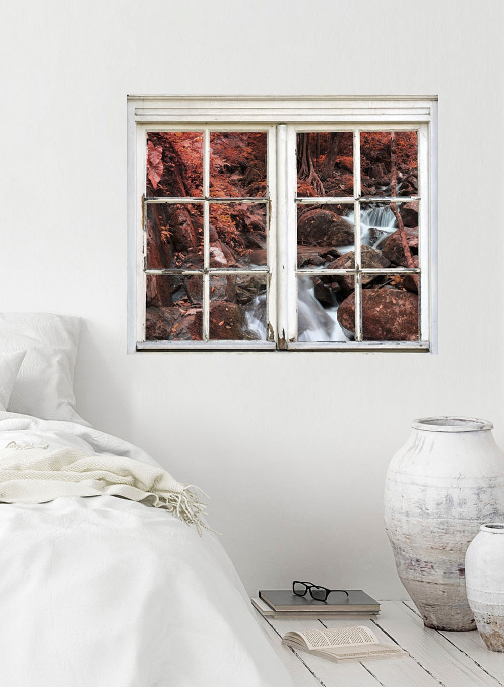 queence Wandsticker »Fluss im Wald«, Wandsticker, Wandbild, selbstklebend, 3D, Fenster