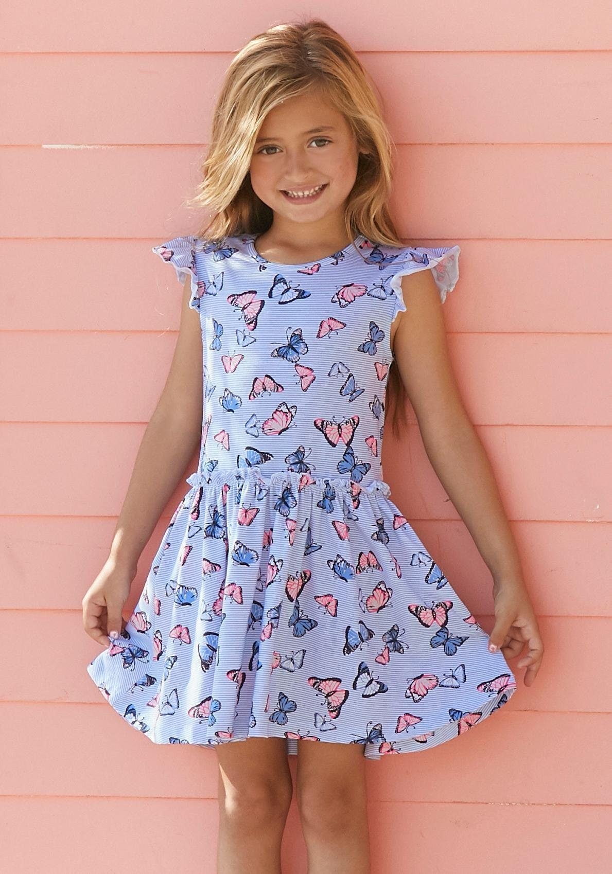 Jerseykleid »für kleine Mädchen«, mit niedlichem Schmetterlingsmuster