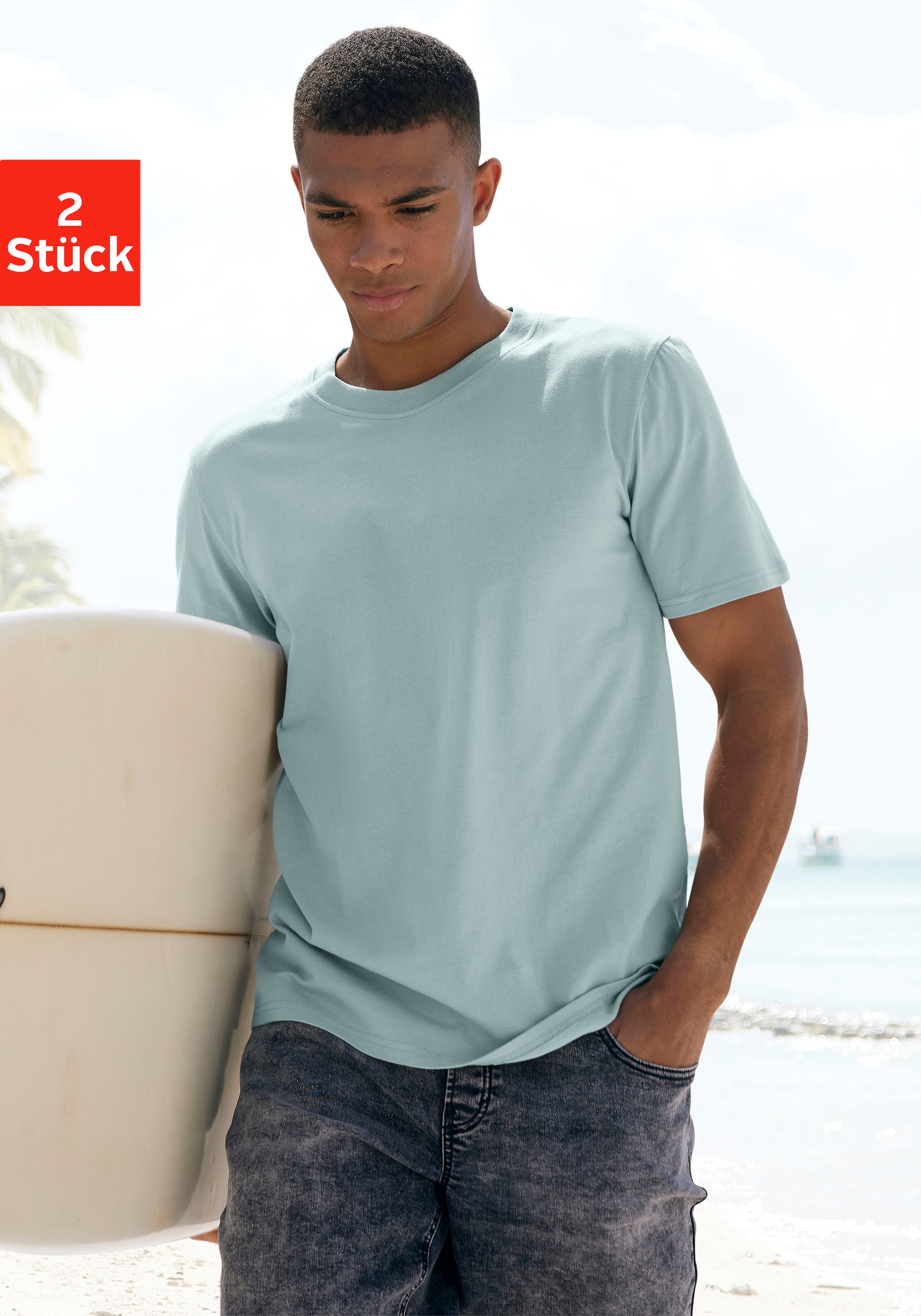 KangaROOS T-Shirt, (2er-Pack), ein Must-Have in klassischer Form
