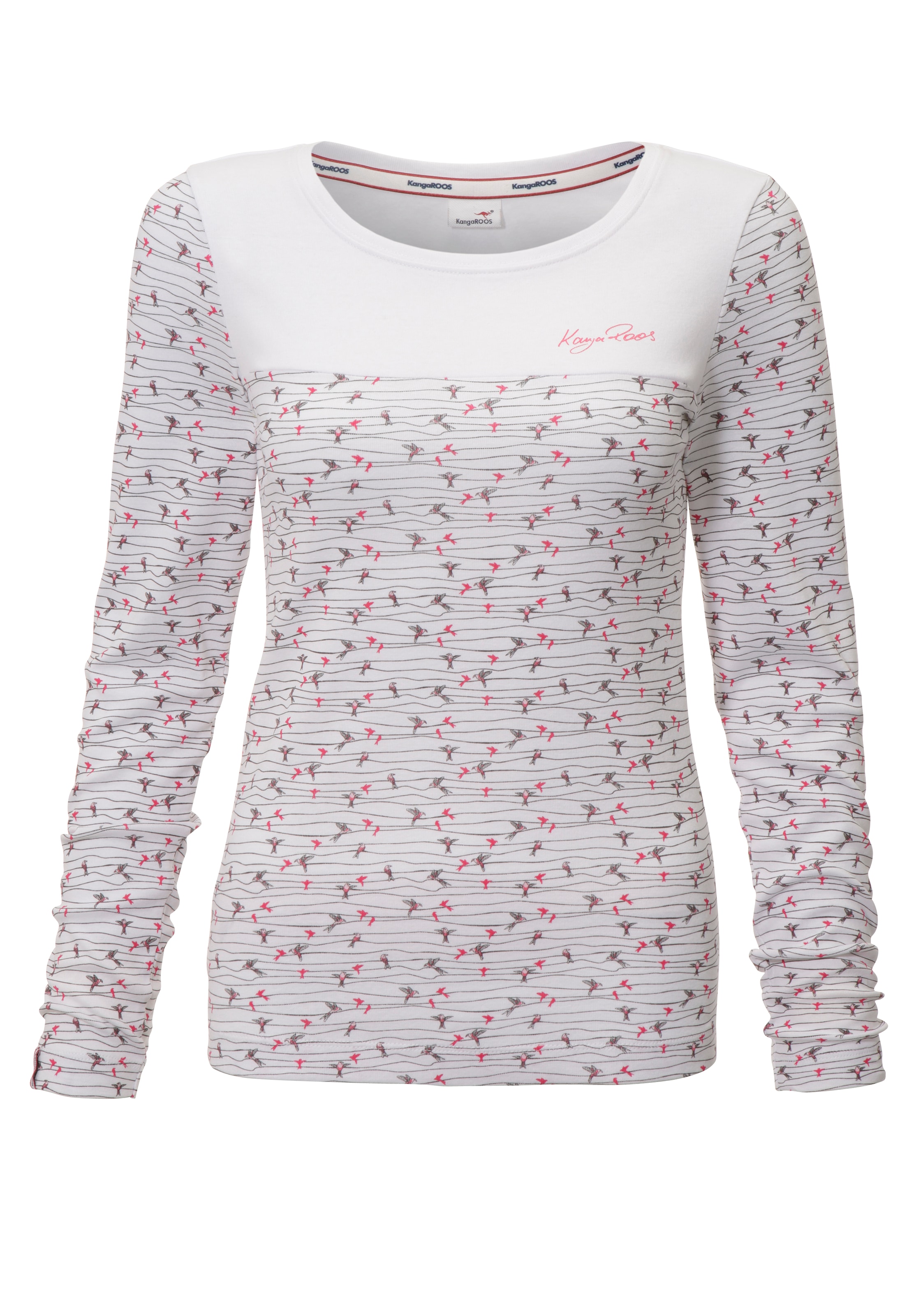 KangaROOS Langarmshirt, Langarm, sehr figurbetont, aus Baumwolle