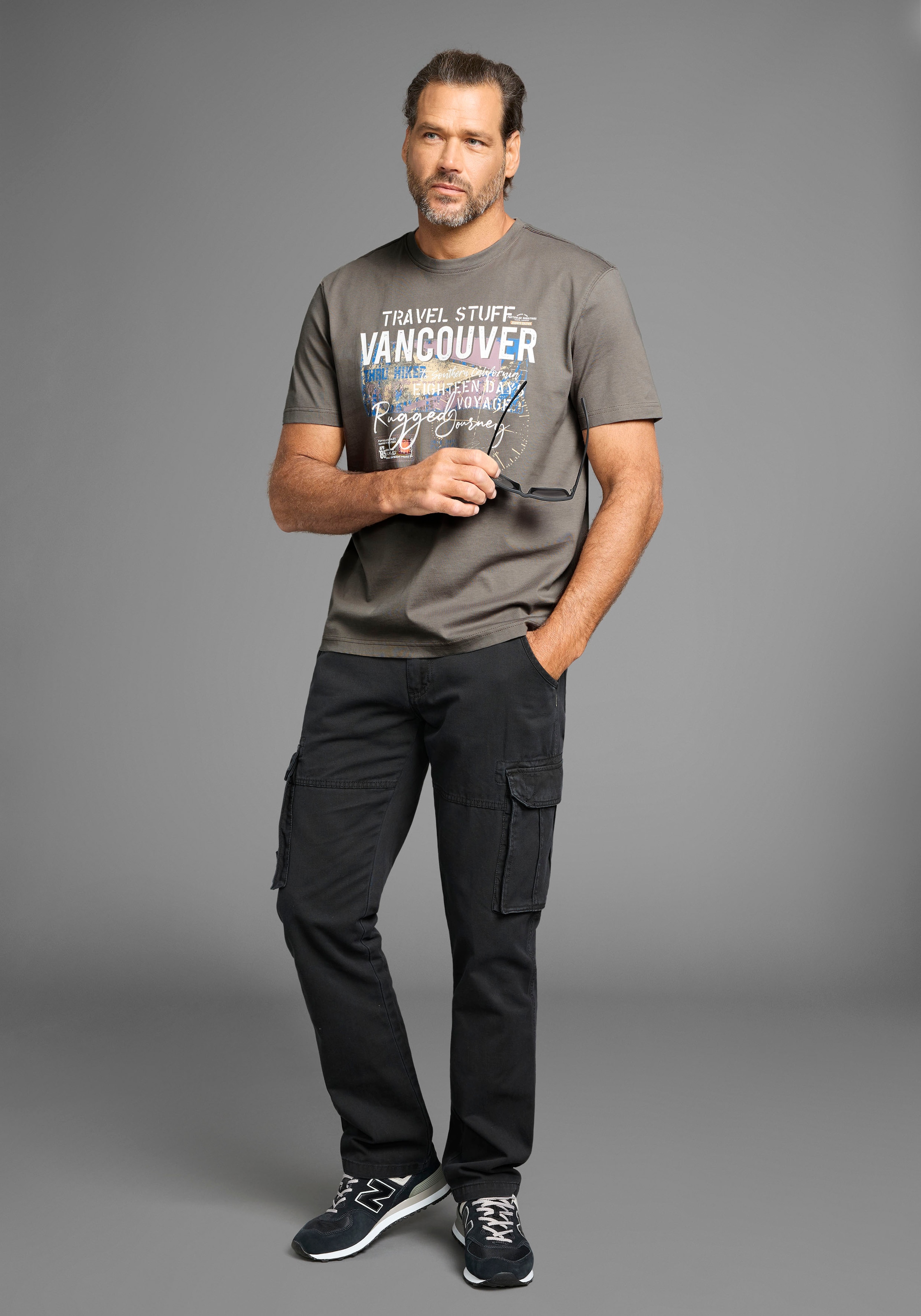 Man's World T-Shirt, Kurzarm, bedruckt, Rundhalsausschnitt, aus dehnbarem Jerseystoff