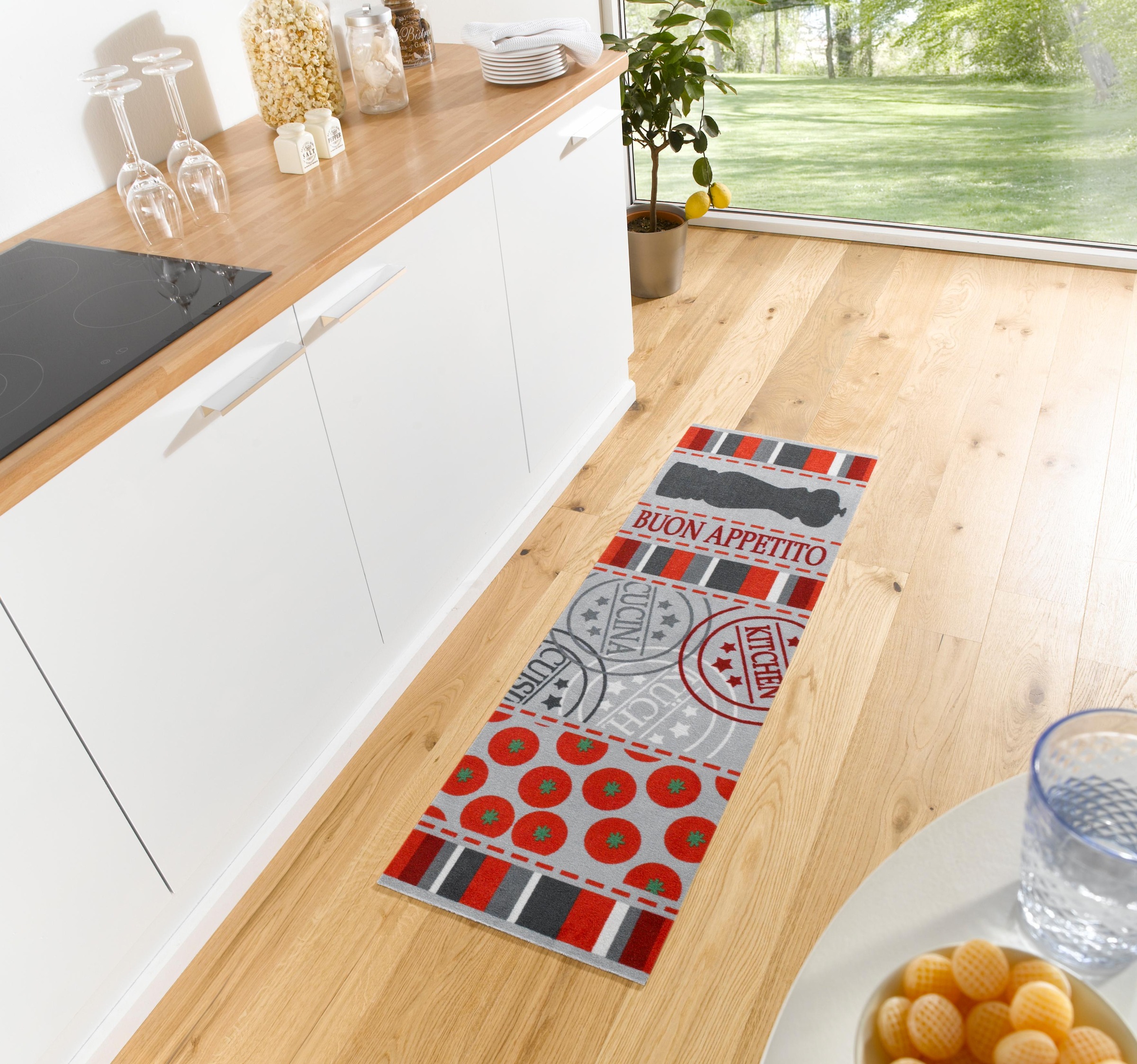 HANSE Home Küchenläufer »Buon Appetito«, rechteckig, 5 mm Höhe, Kurzflor, rutschhemmend, Strapazierfähig, Waschbar, Kräftige Farben