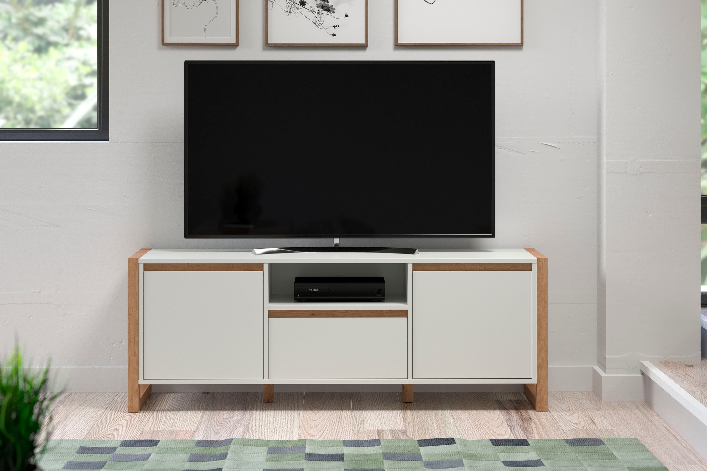 andas Lowboard »Drammen«, TV Schrank, hellbraun / weiss, matt, Breite 150 cm