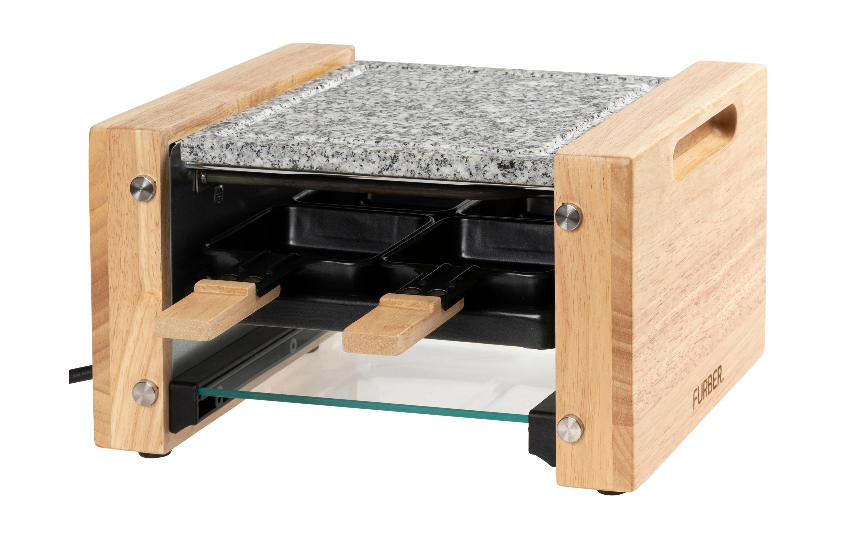 FURBER Raclette "Raclette-Grill 4P Holz/Stein" 650 W