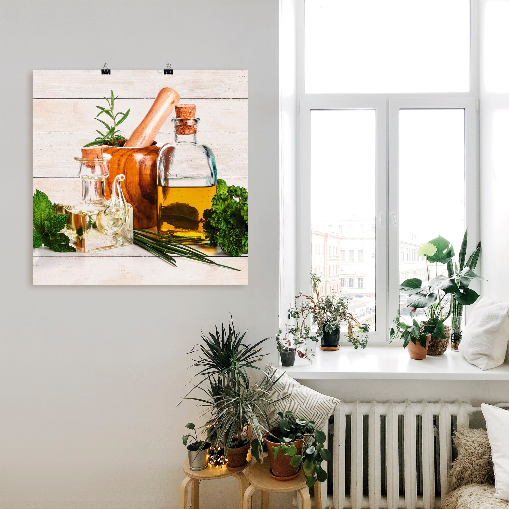 Artland Wandbild »Olivenöl und Kräuter - Küche«, Arrangements, (1 St.), als Alubild, Outdoorbild, Leinwandbild, Poster, Wandaufkleber