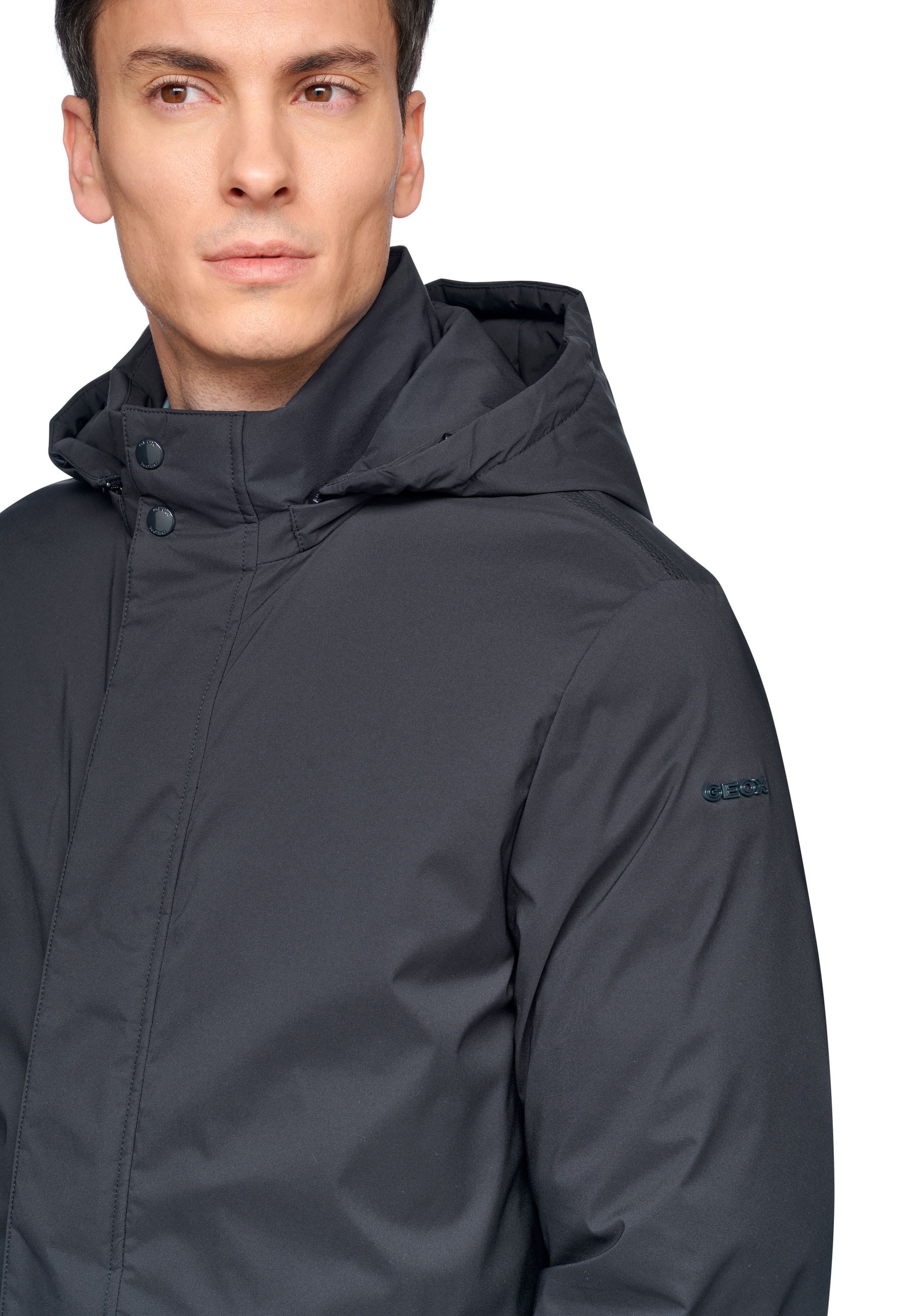 Geox Parka »AURELIO«, mit Kapuze, mit abnehmbarer Kapuze, Reissverschlusstaschen, verdeckter Verschluss