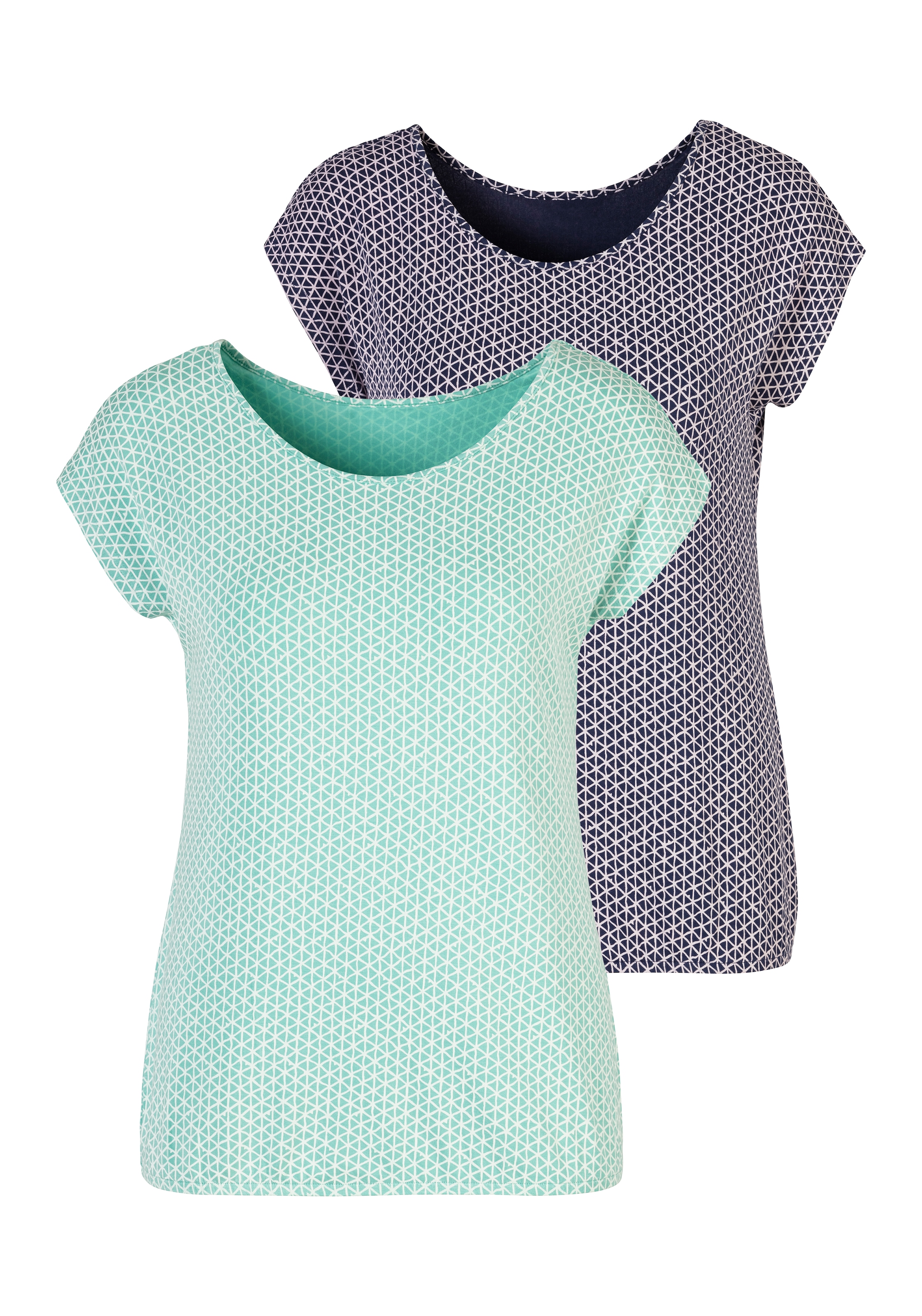 Vivance T-Shirt, (2er-Pack), elastischem online Saum bei Schweiz kaufen mit Jelmoli-Versand