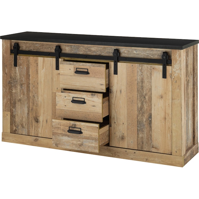 Home affaire Schrank-Set »SHERWOOD«, (4 St.), Büromöbel Set in Holz Dekor,  mit Scheunentorbeschlag aus Metall online kaufen | Jelmoli-Versand
