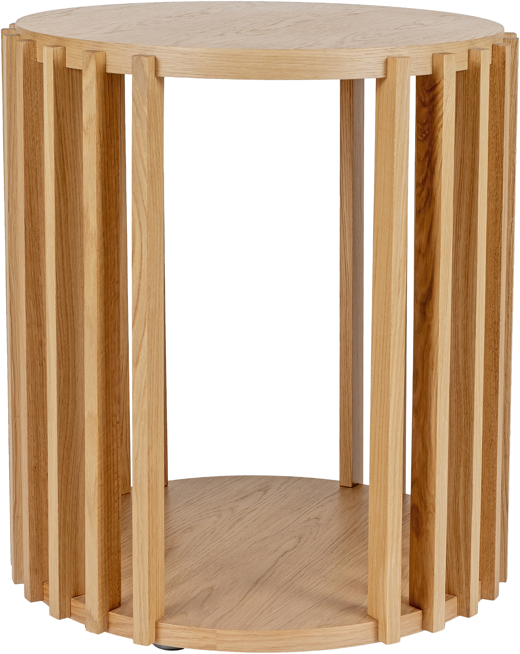 Woodman Beistelltisch »Drum, Breite/Tiefe/Höhe: 53/53/58 cm«, Holzfurnier aus Eiche, Sprossen aus massiver Eiche, FSC®