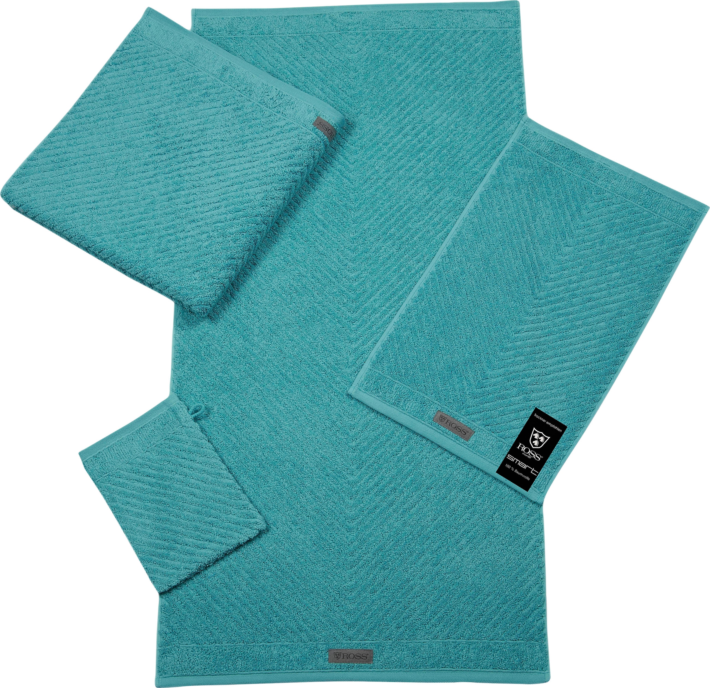 ROSS Handtuch »Smart«, (2 St.), Uni-Rippe mit Velourslabel