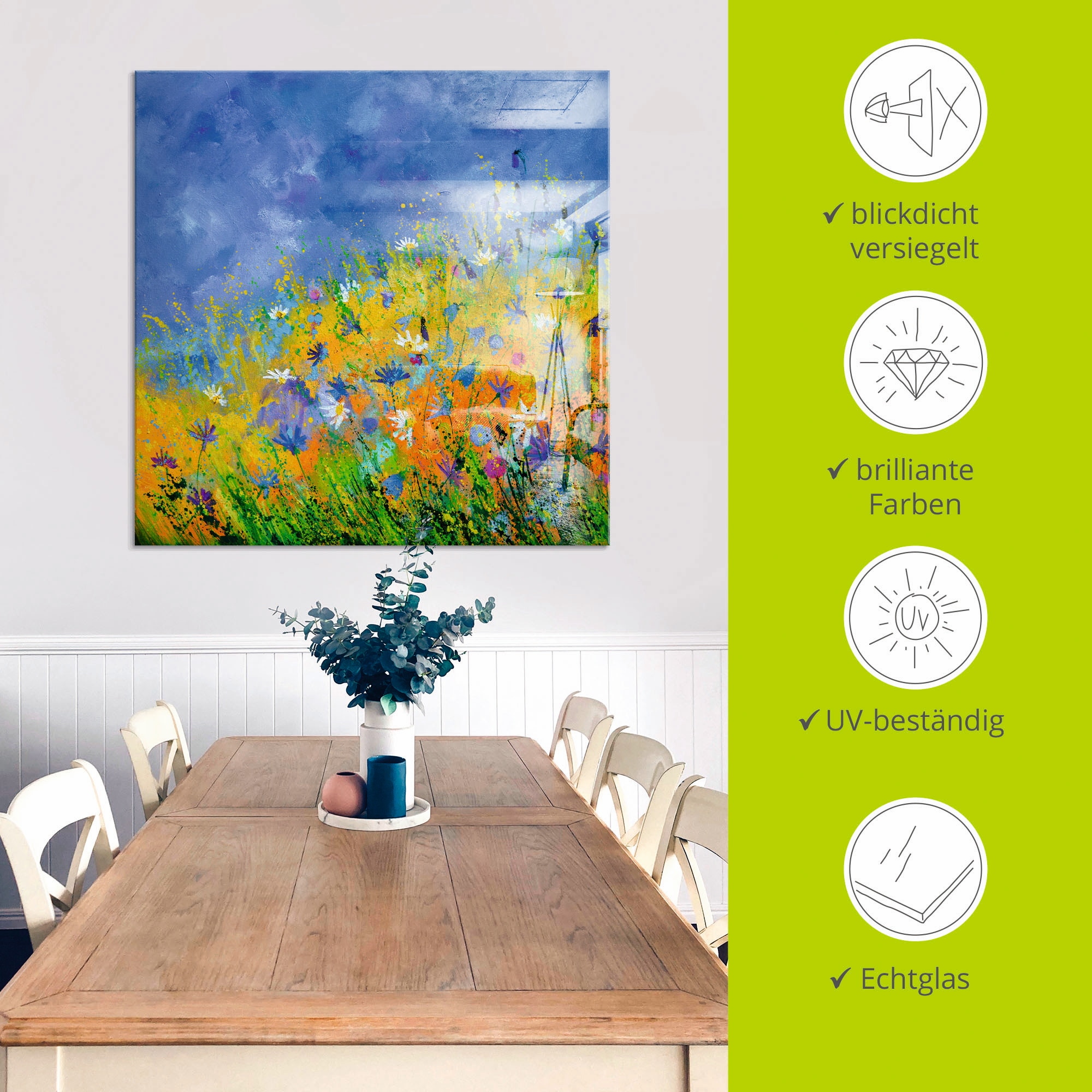 Artland Glasbild »Wildblumen«, Blumenwiese, (1 St.), in verschiedenen Grössen